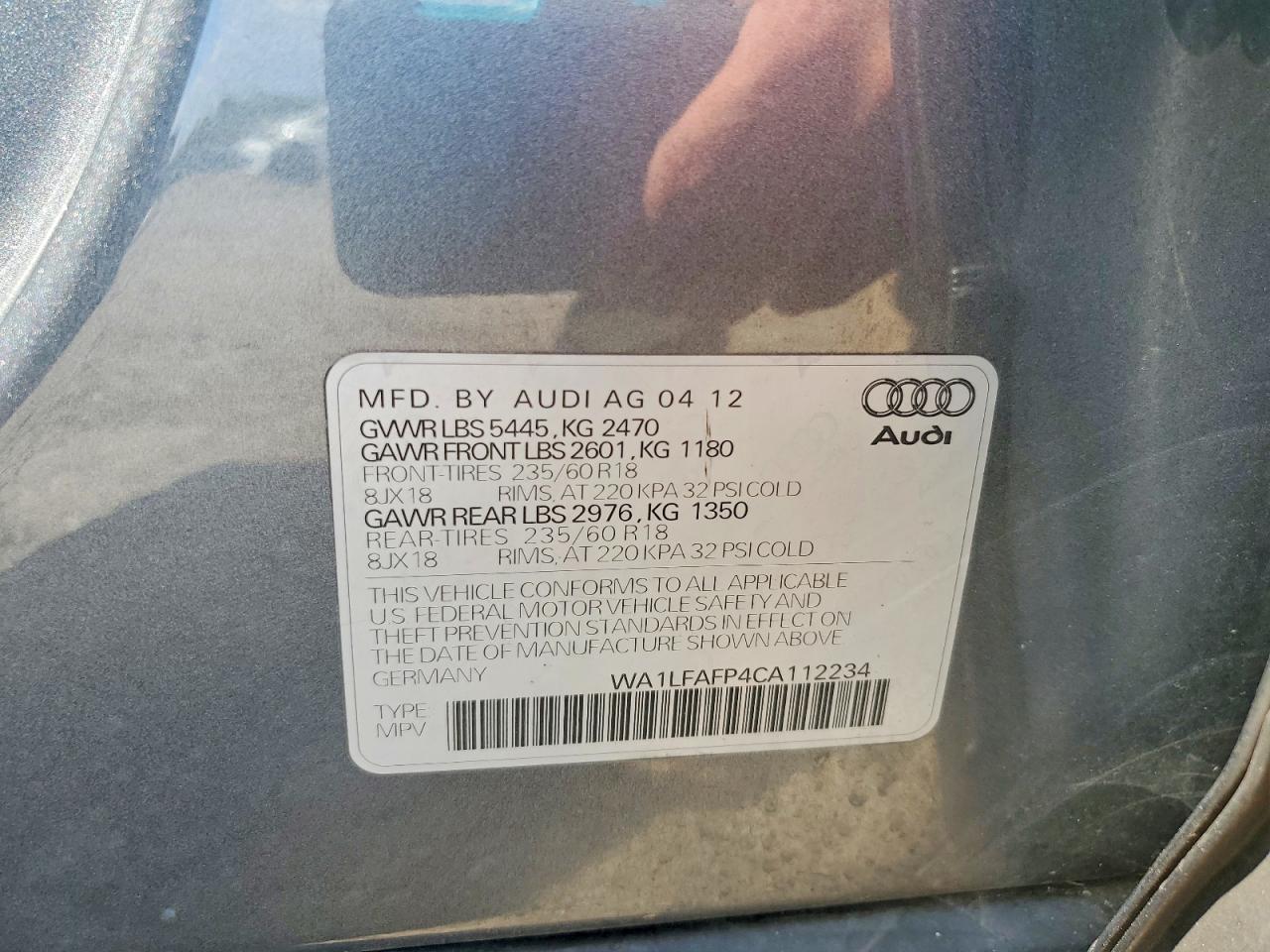 2012 Audi Q5 Premium Plus Gray vin: WA1LFAFP4CA112234