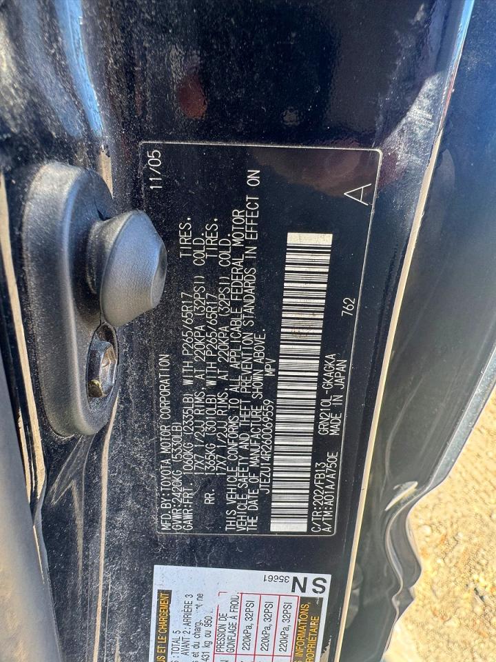 2006 Toyota 4runner Sport Edition Black vin: JTEZU14R260069559