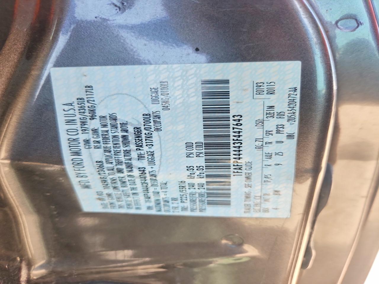 2003 Ford Mustang Угольный vin: 1FAFP44443F447643