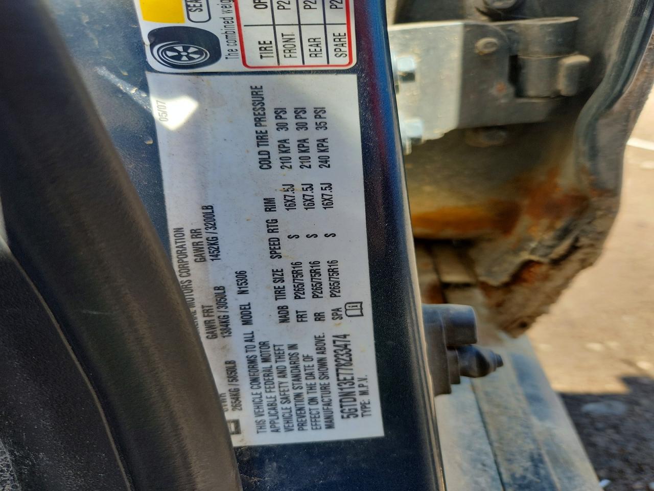 2007 Hummer H3 Blue vin: 5GTDN13E778233474