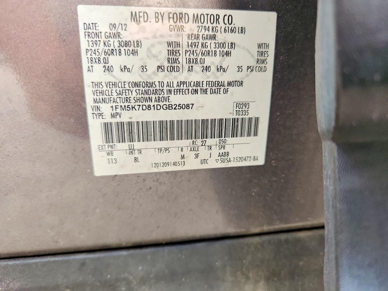 2013 Ford Explorer Xlt Gray vin: 1FM5K7D81DGB25087