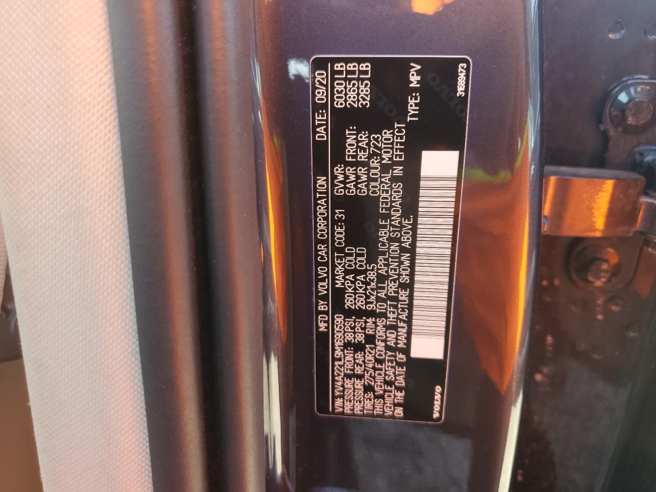 2021 Volvo Xc90 T6 Inscription Charcoal vin: YV4A221L9M1690590