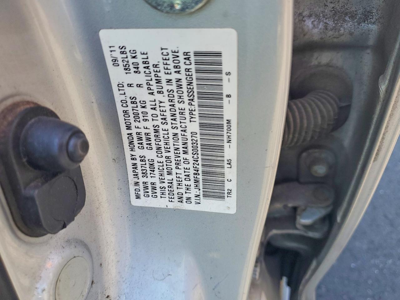 2012 Honda Civic Hybrid Silver vin: JHMFB4F24CS003270