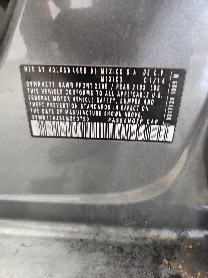 2014 Volkswagen Jetta Se Gray vin: 3VWD17AJ8EM260730