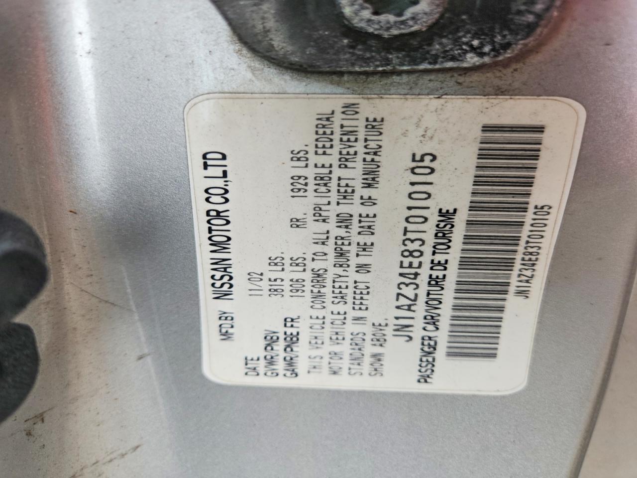 2003 Nissan 350z Coupe Gray vin: JN1AZ34E83T010105