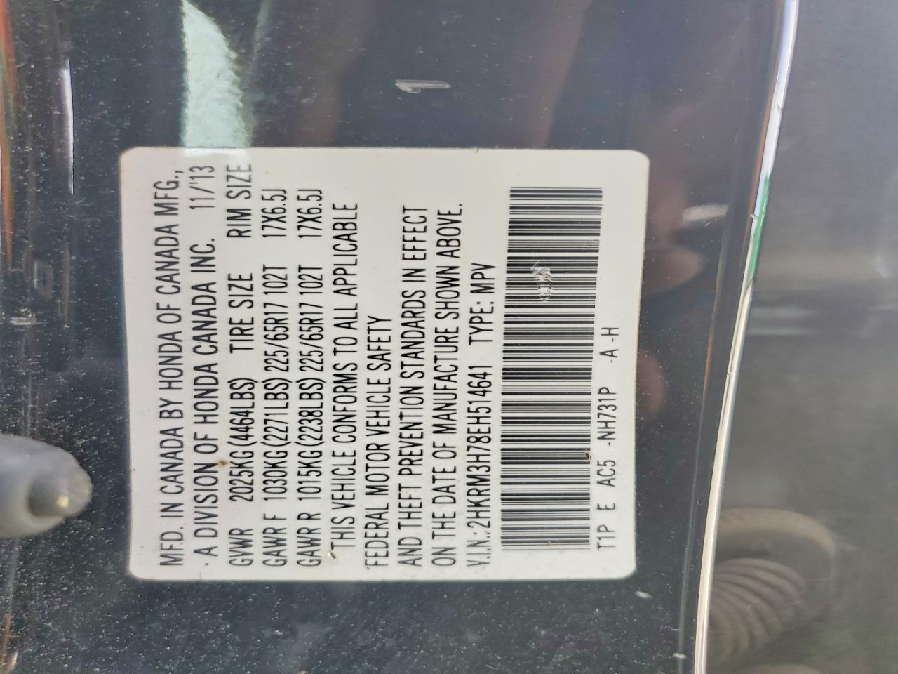 2014 Honda Cr-v Exl Black vin: 2HKRM3H78EH514641