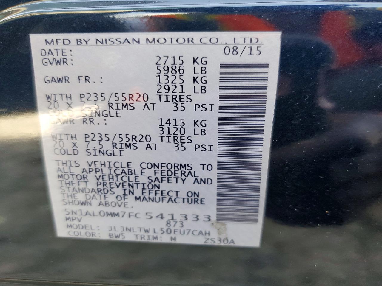 2015 Infiniti Qx60 Base Blue vin: 5N1AL0MM7FC541333