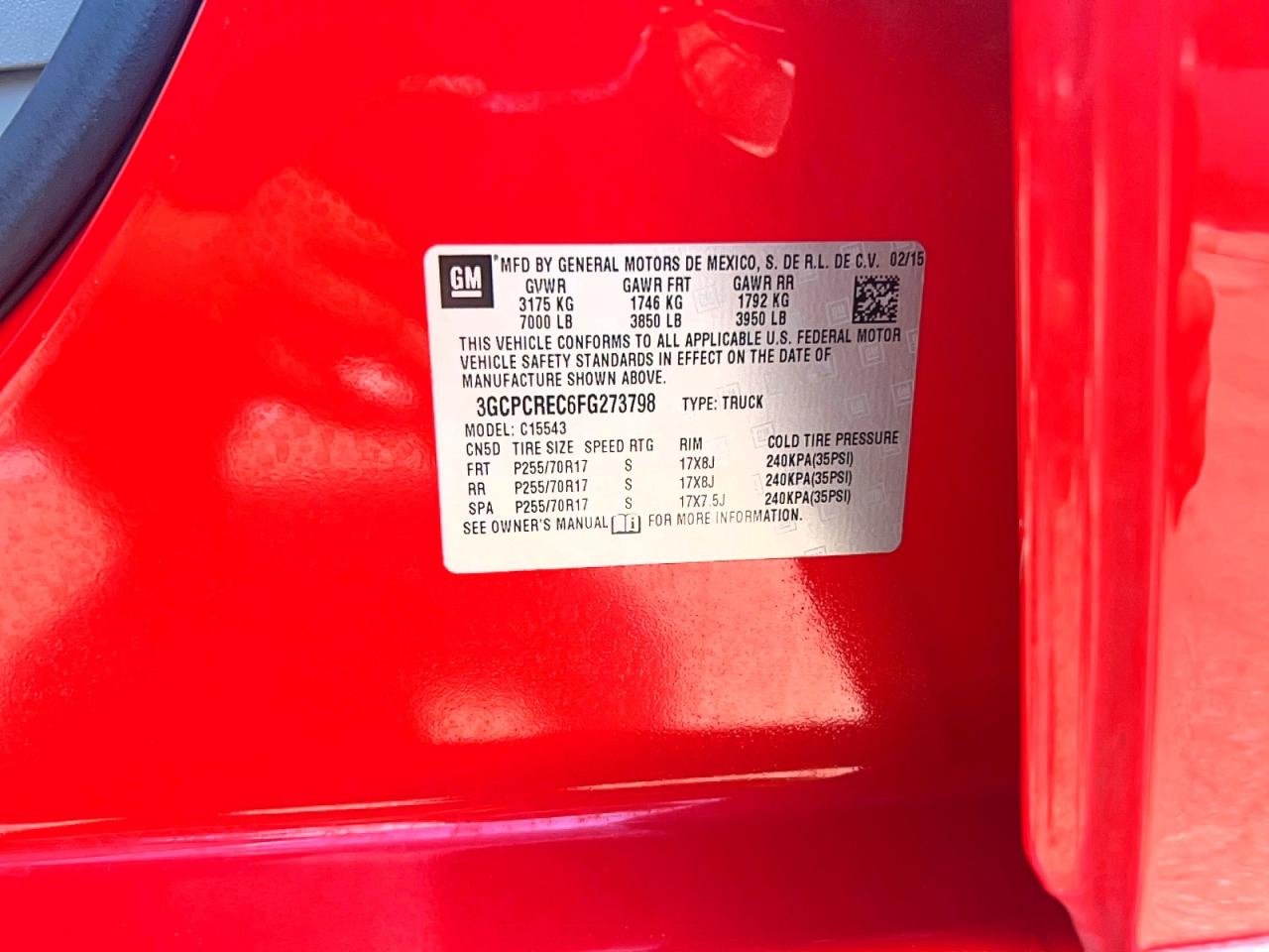 2015 Chevrolet Silverado C1500 Lt Red vin: 3GCPCREC6FG273798
