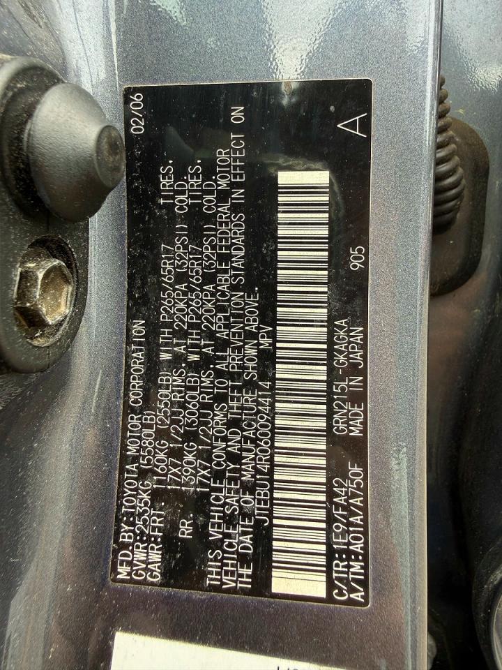 2006 Toyota 4runner Sr5 Blue vin: JTEBU14R060094414