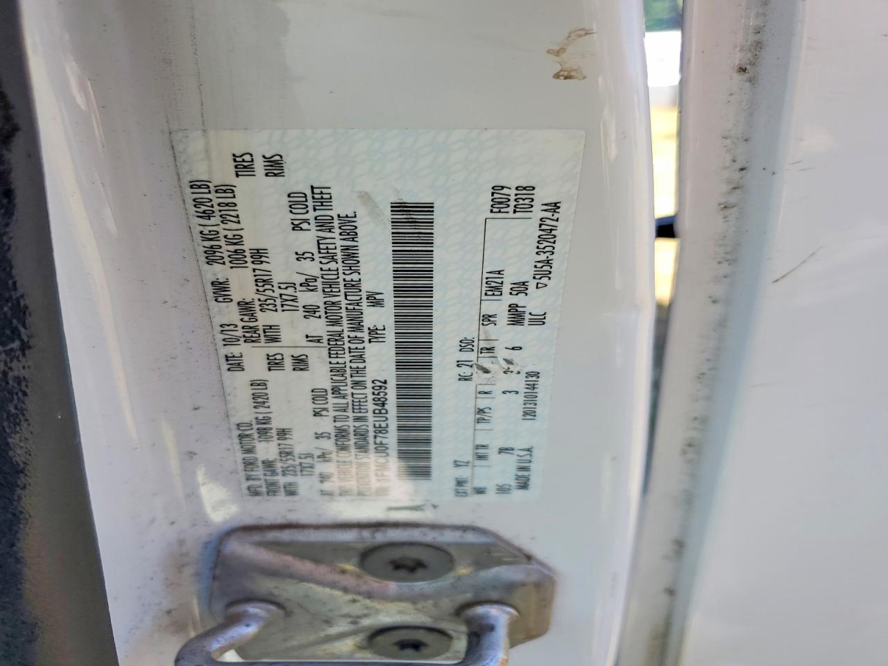 2014 Ford Escape S Белый vin: 1FMCU0F78EUB48592