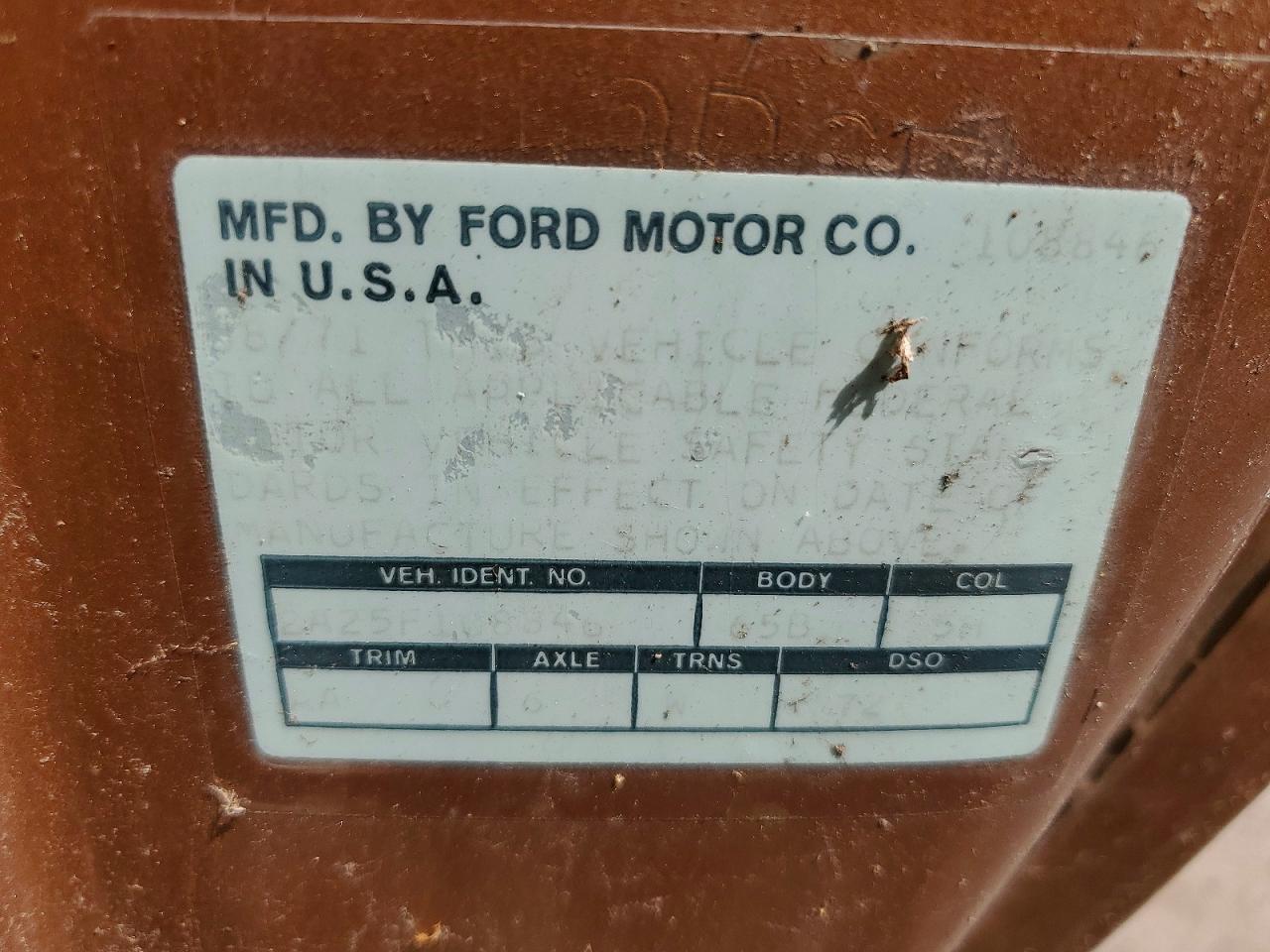 1972 Ford (no Model) Коричневый vin: 2A25F108846