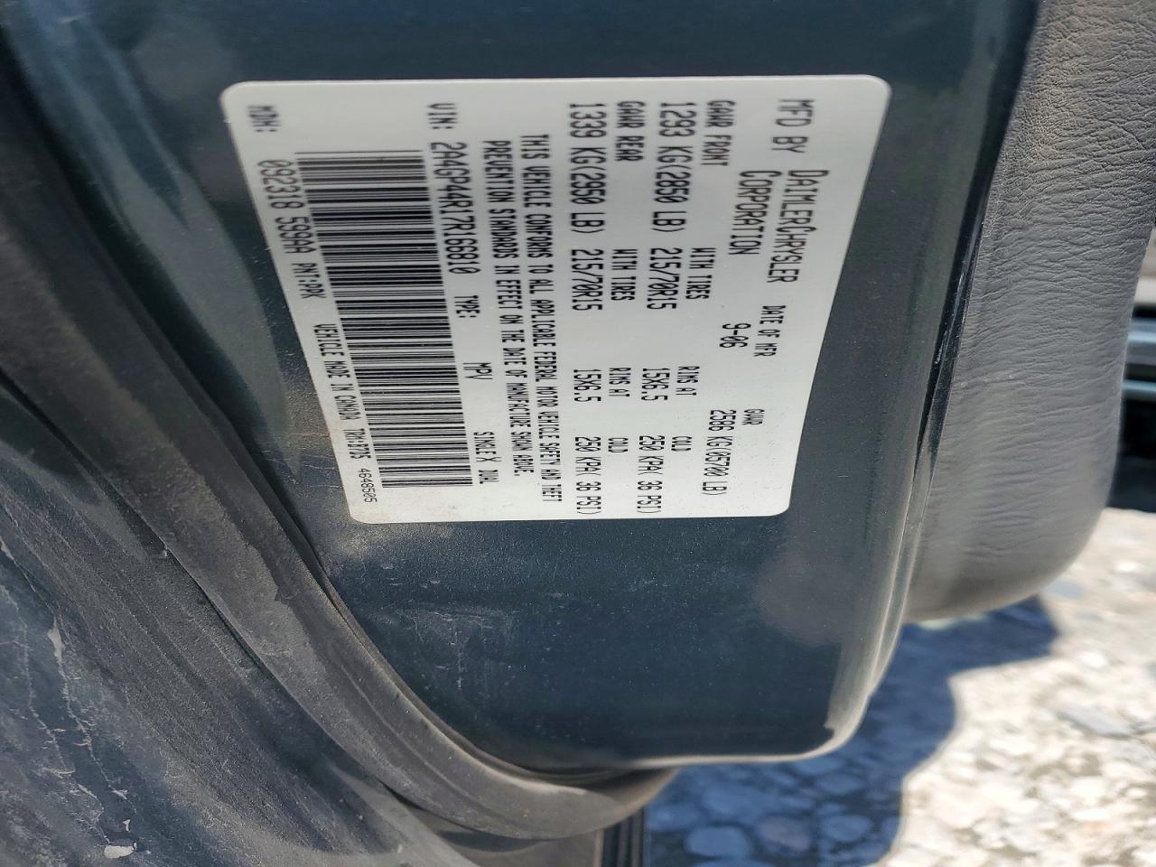 2007 Chrysler Town & Country Lx Blue vin: 2A4GP44R17R166810