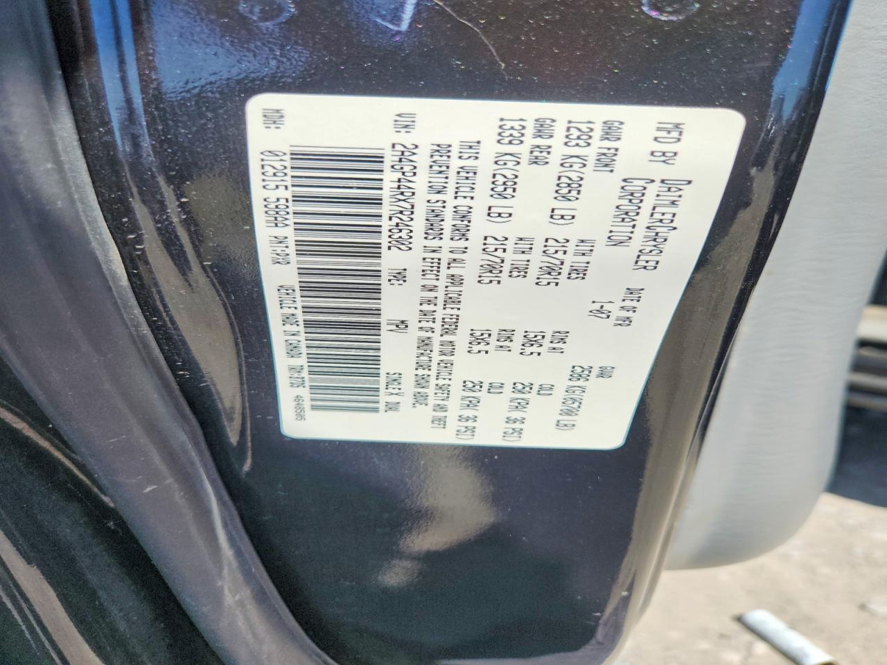 2007 Chrysler Town & Country Lx Черный vin: 2A4GP44RX7R246302