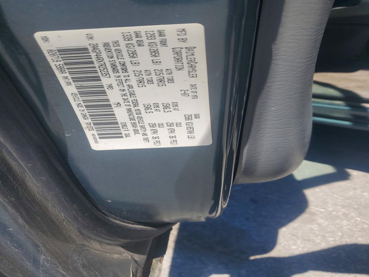 2007 Chrysler Town & Country Lx Blue vin: 2A4GP44RX7R252357