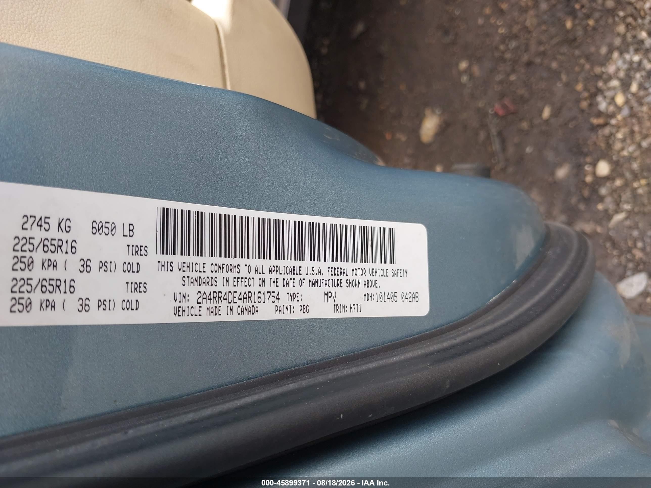 2010 Chrysler Town & Country Lx Light Blue vin: 2A4RR4DE4AR161754