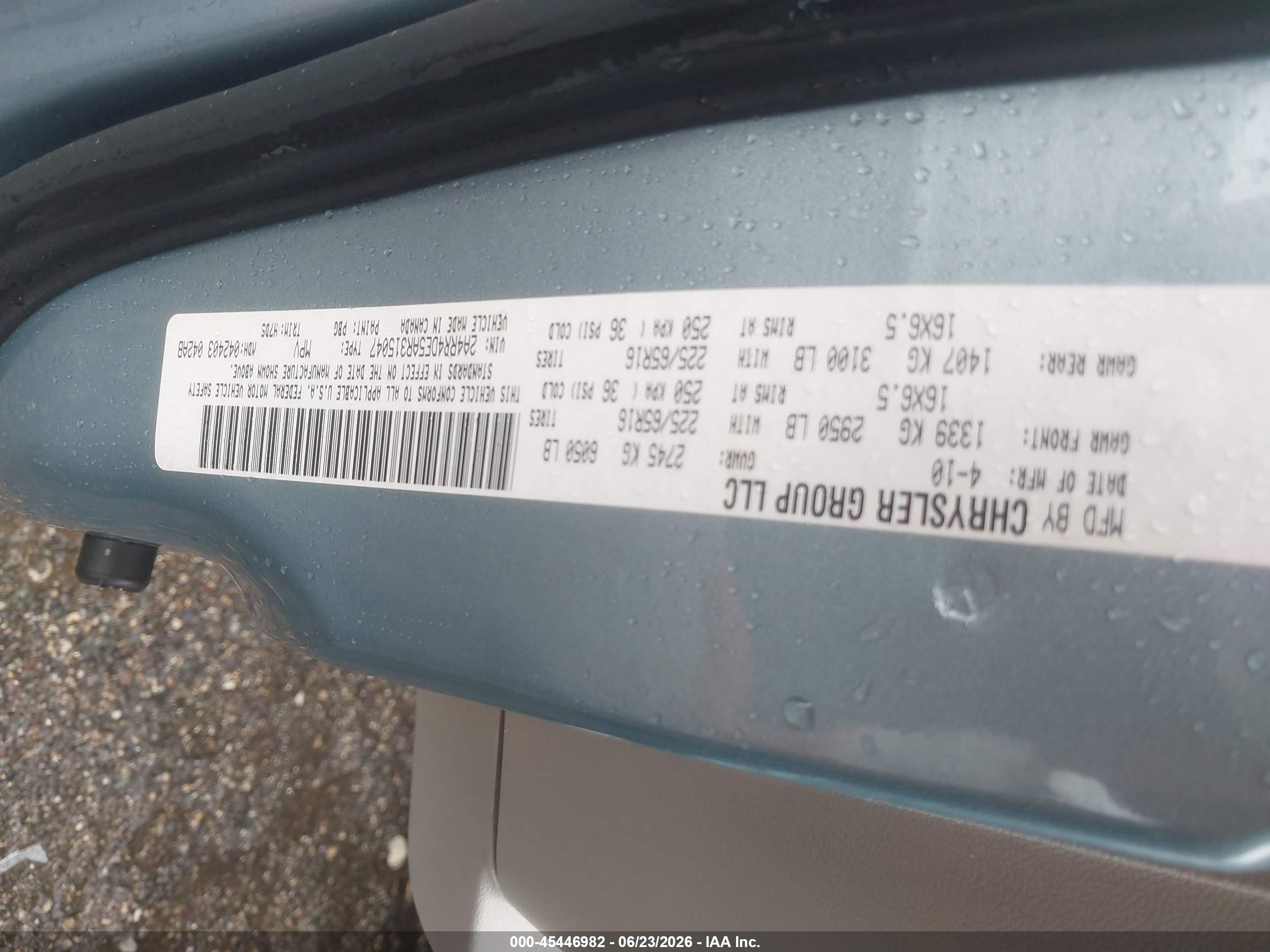 2010 Chrysler Town & Country Lx Light Blue vin: 2A4RR4DE5AR315047