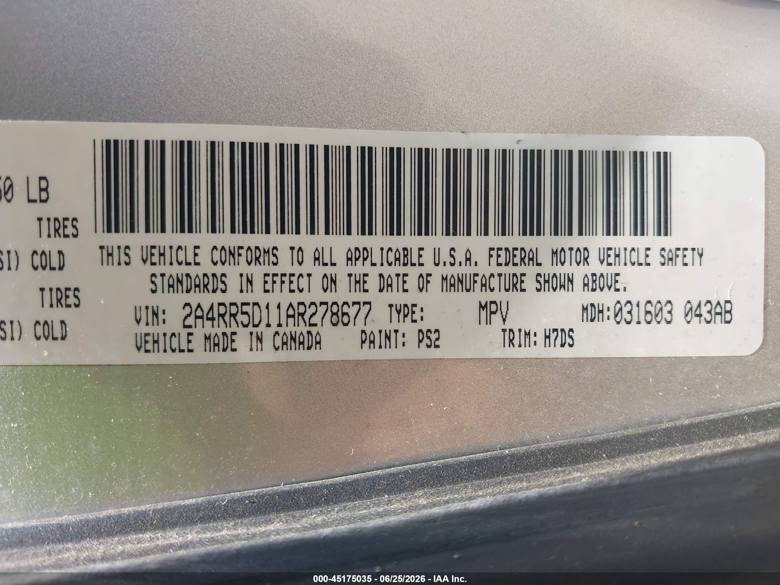 2010 Chrysler Town & Country Touring Gray vin: 2A4RR5D11AR278677