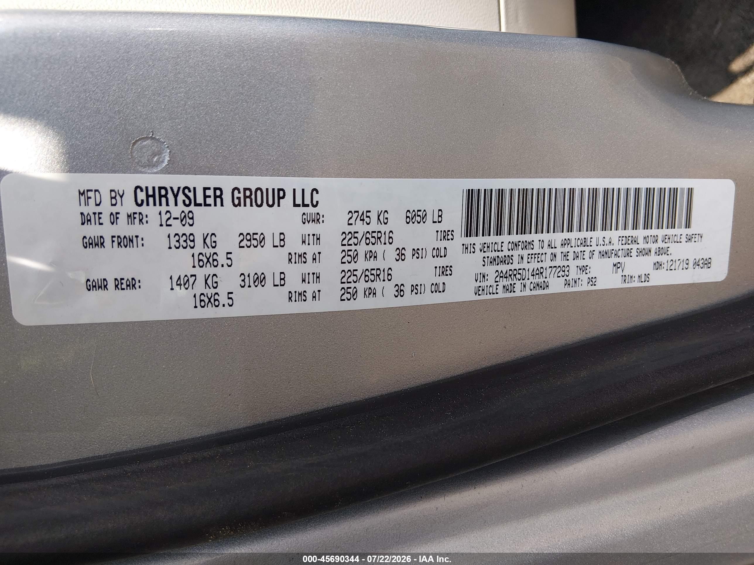 2010 Chrysler Town & Country Touring Silver vin: 2A4RR5D14AR177293