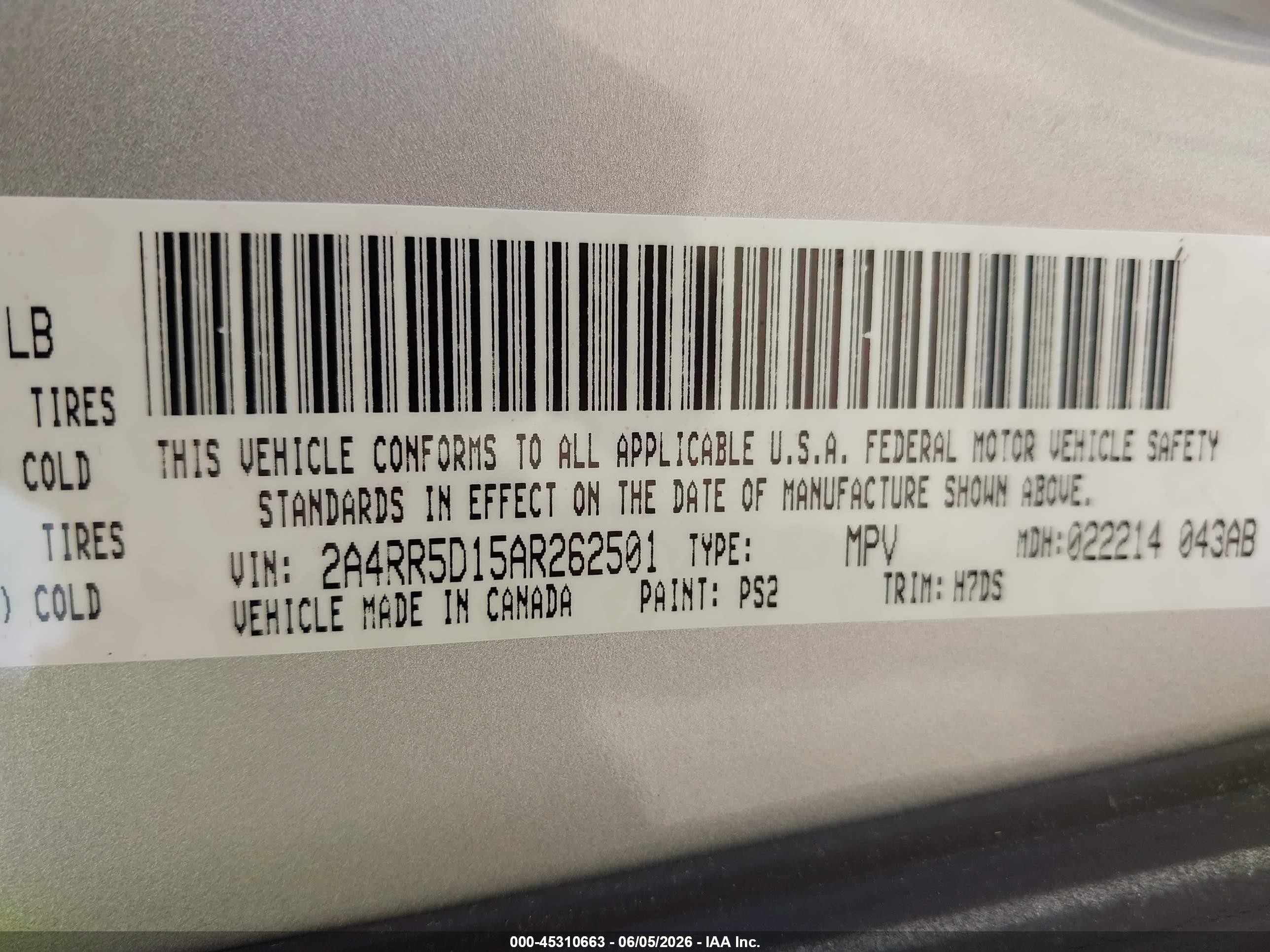 2010 Chrysler Town & Country Touring Silver vin: 2A4RR5D15AR262501