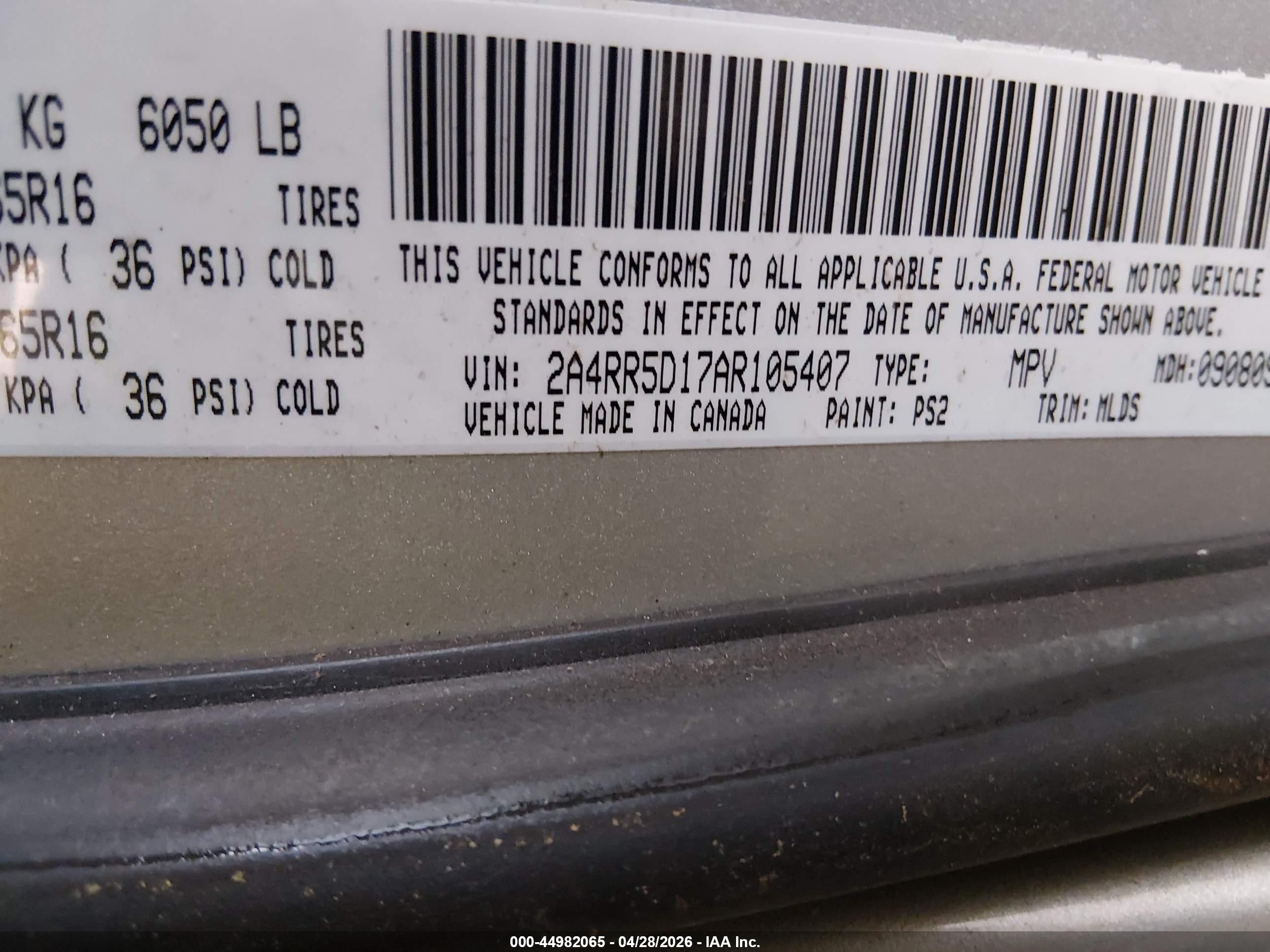 2010 Chrysler Town & Country Touring Beige vin: 2A4RR5D17AR105407