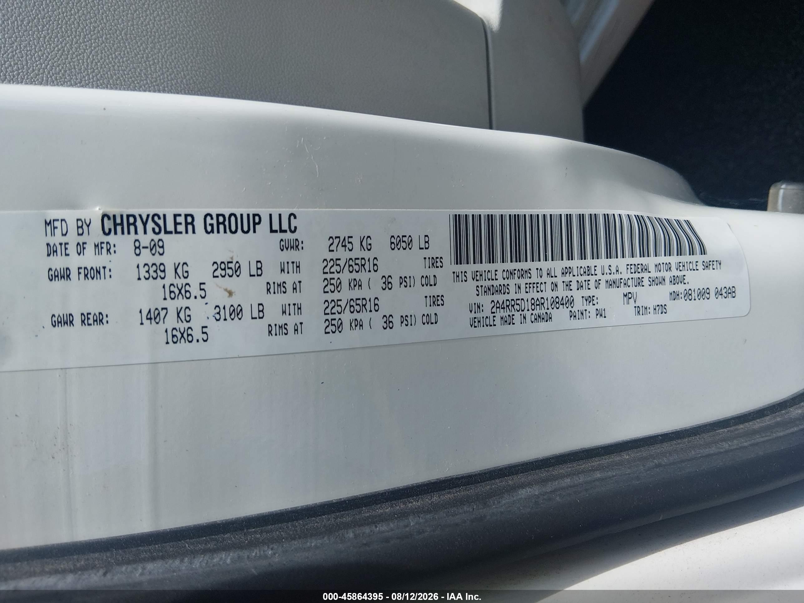 2010 Chrysler Town & Country Touring White vin: 2A4RR5D18AR108400