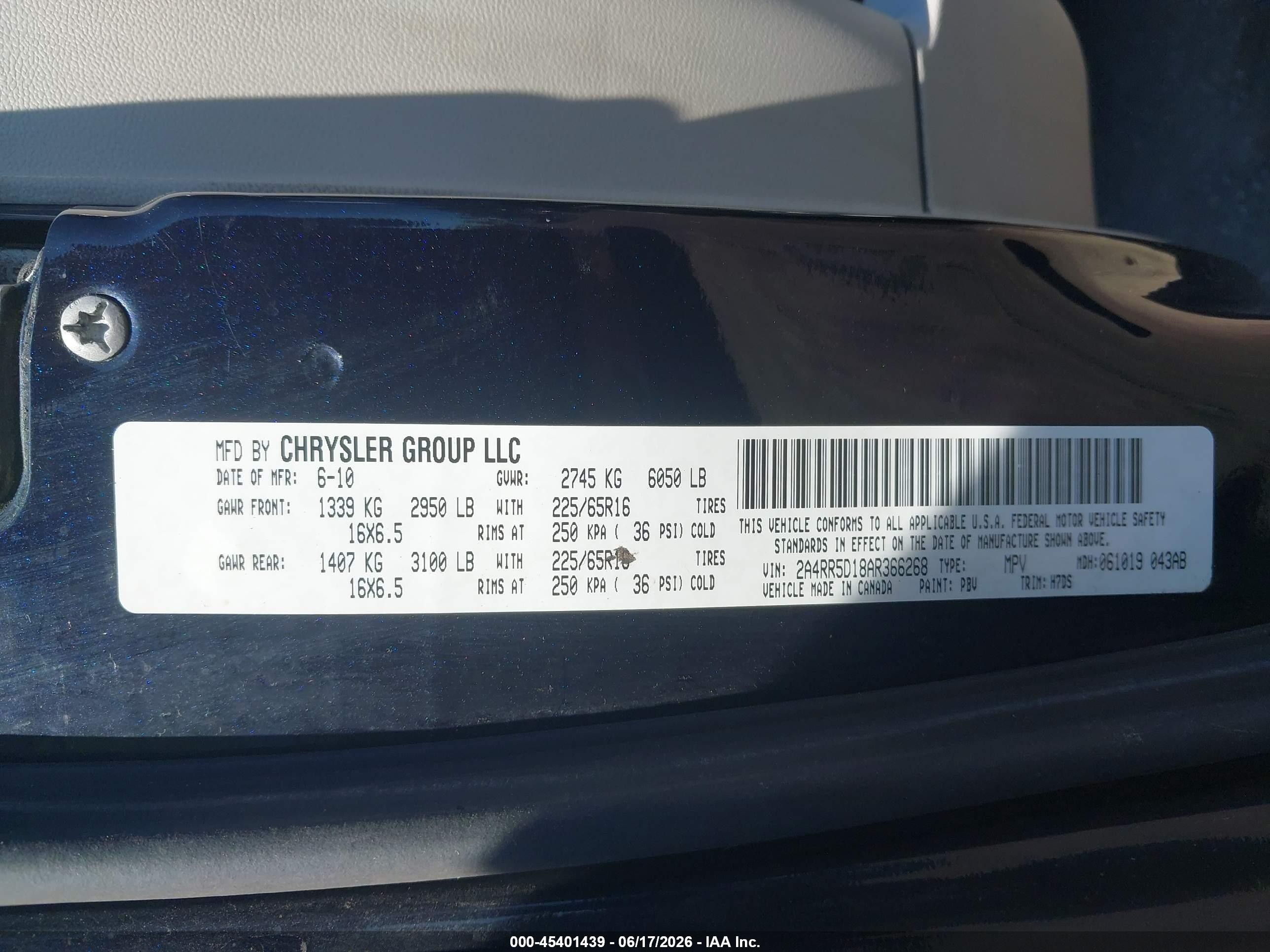 2010 Chrysler Town & Country Touring Синий vin: 2A4RR5D18AR366268