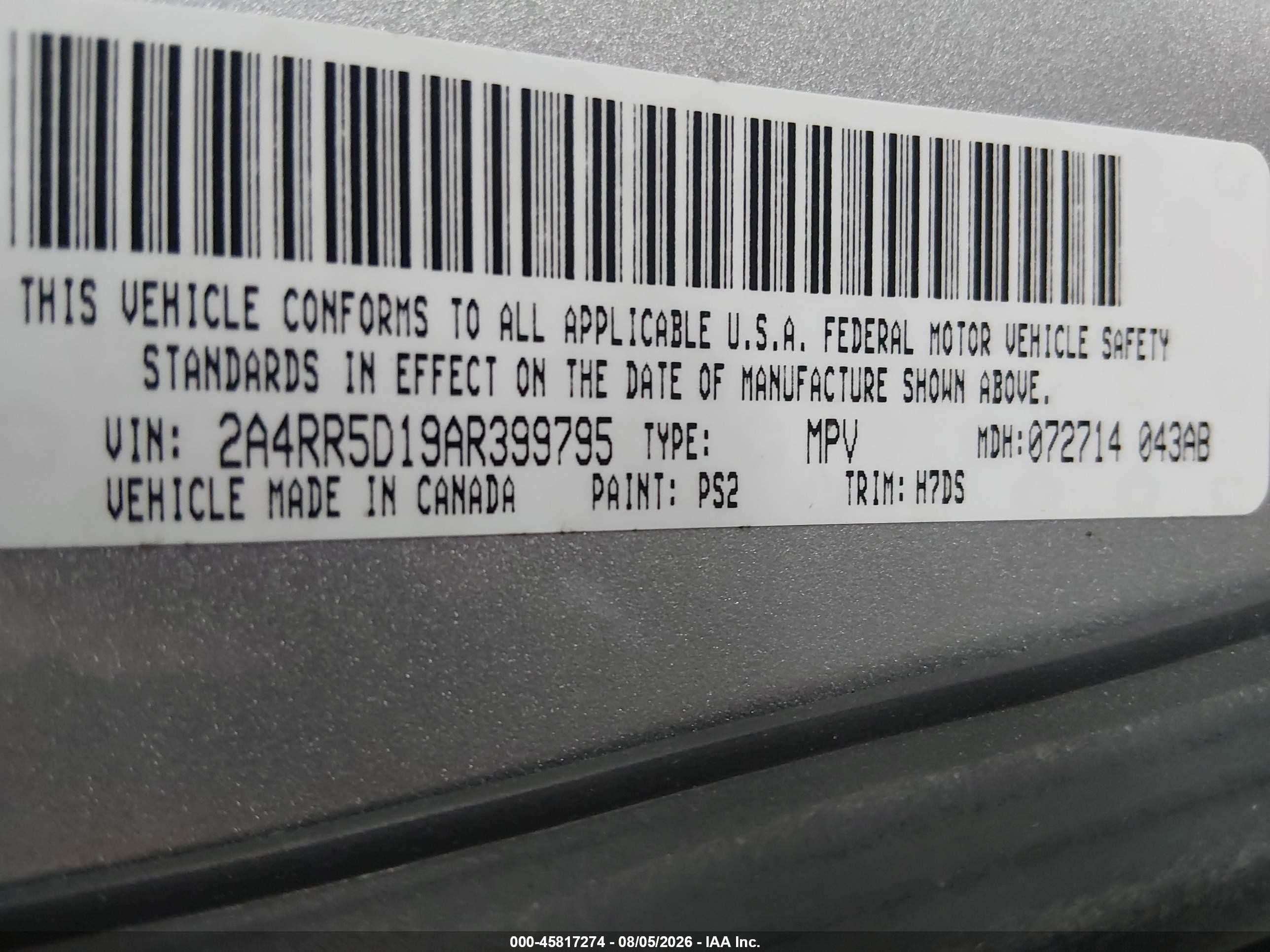 2010 Chrysler Town & Country Touring Silver vin: 2A4RR5D19AR399795