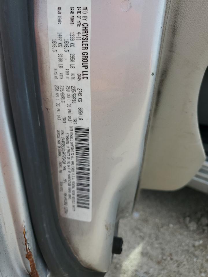 2011 Chrysler Town & Country Touring Silver vin: 2A4RR5DG1BR723490