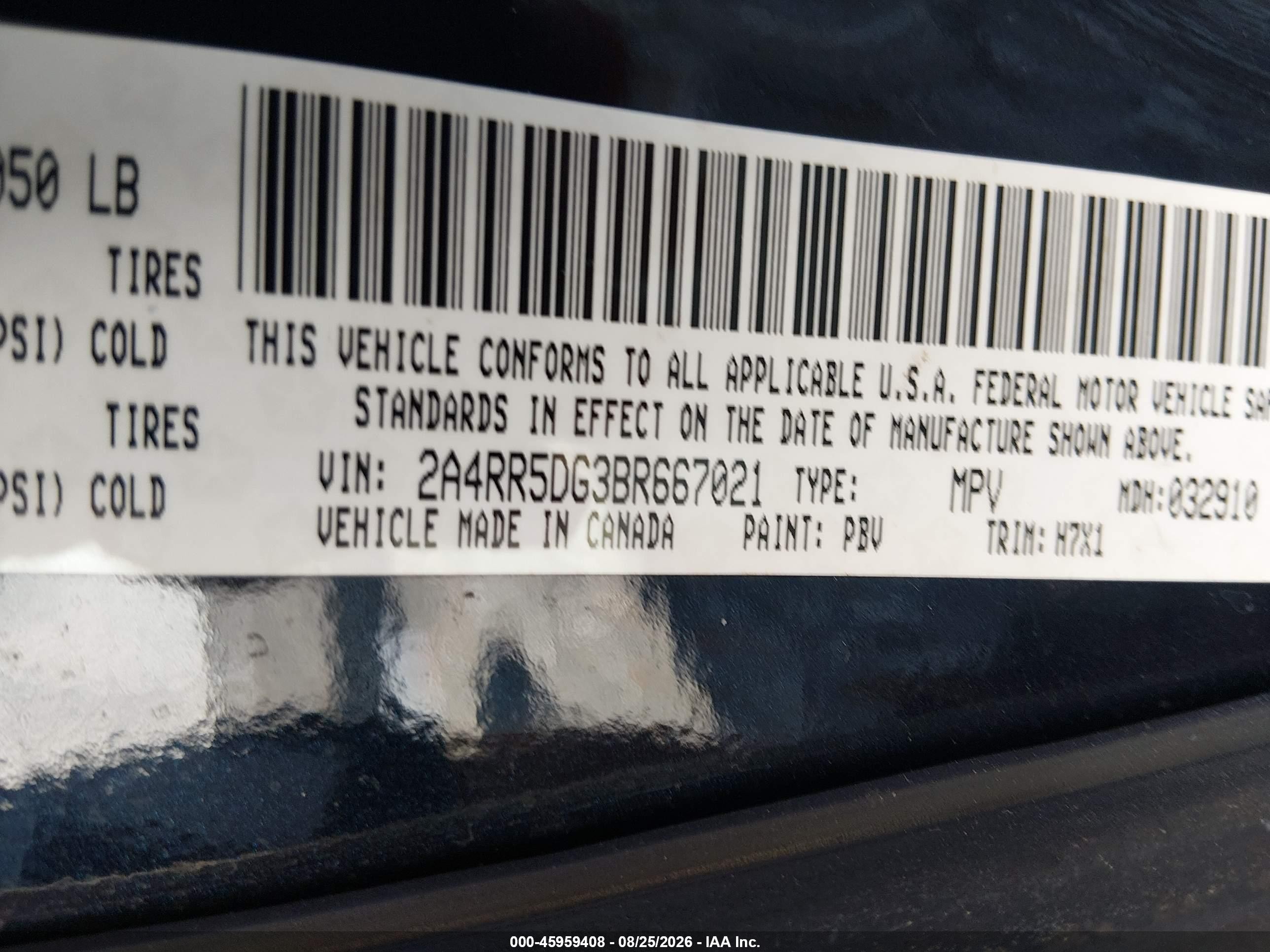 2011 Chrysler Town & Country Touring Черный vin: 2A4RR5DG3BR667021