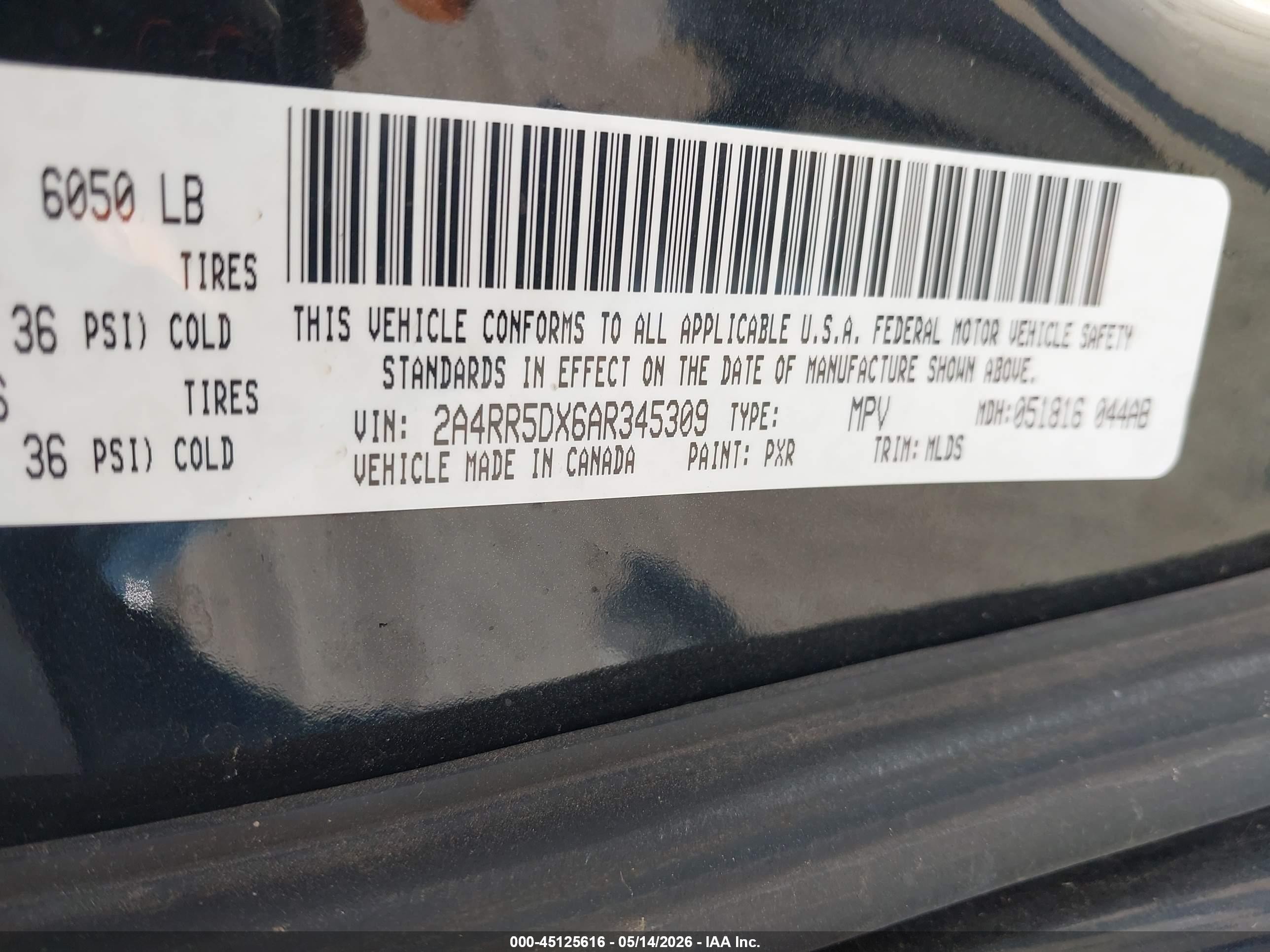 2010 Chrysler Town & Country Touring Black vin: 2A4RR5DX6AR345309