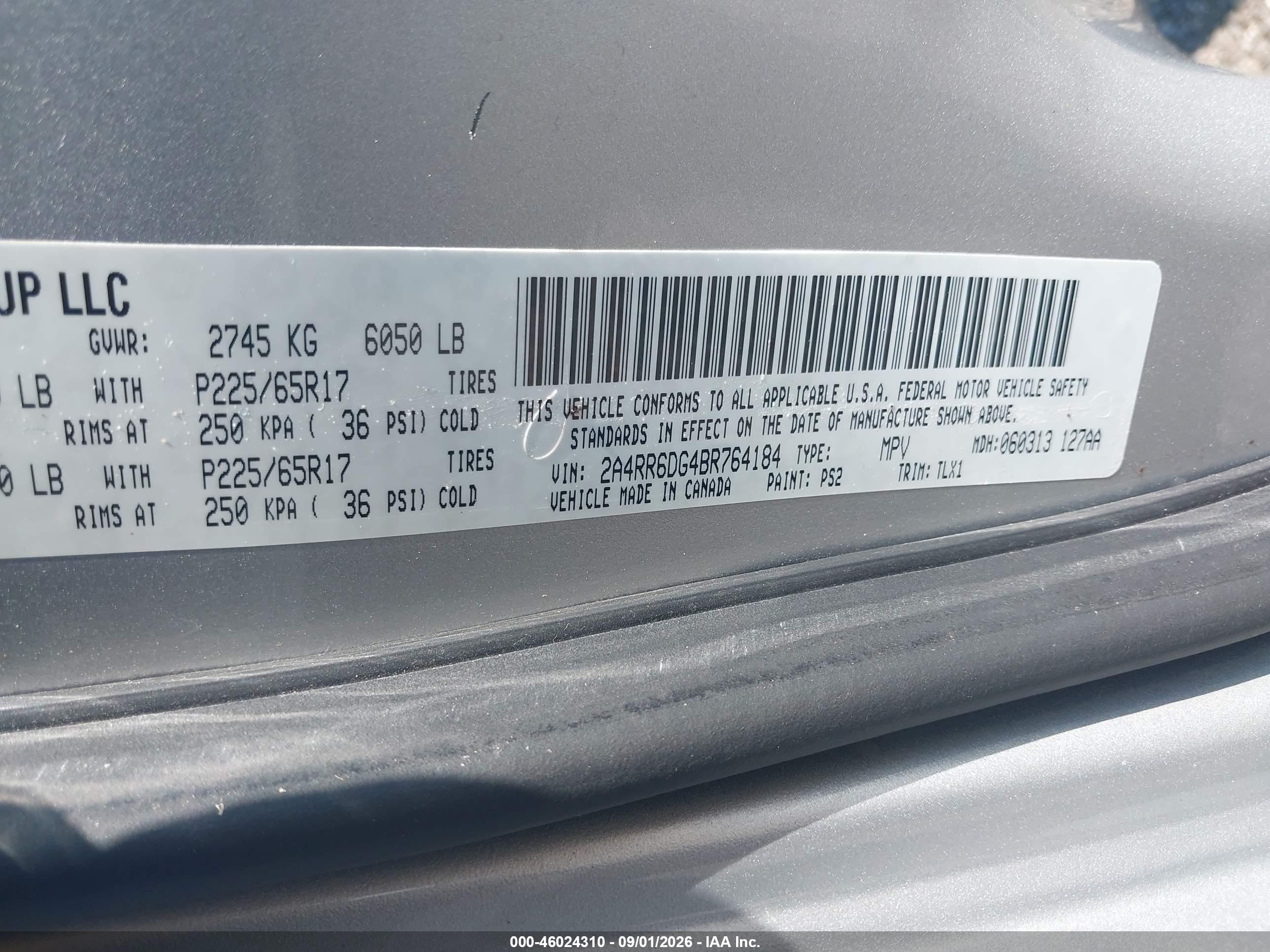 2011 Chrysler Town & Country Limited Silver vin: 2A4RR6DG4BR764184