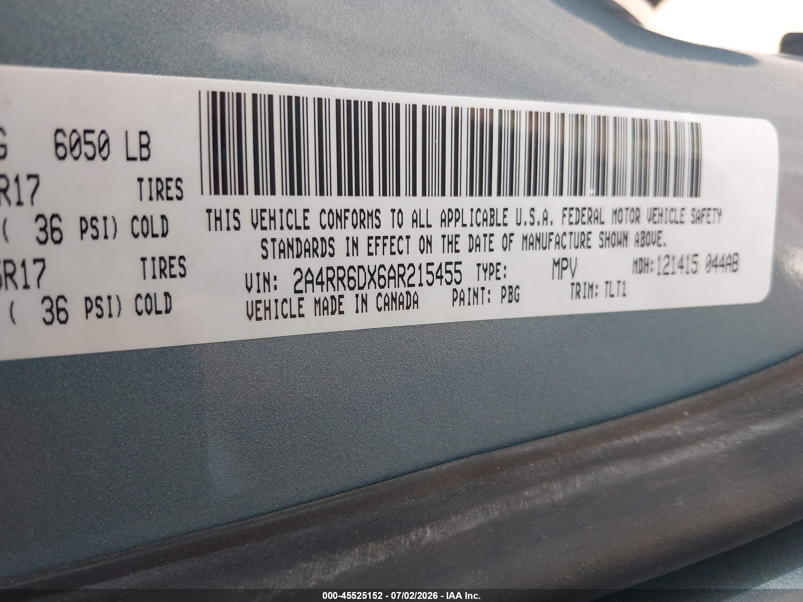2010 Chrysler Town & Country Limited Blue vin: 2A4RR6DX6AR215455