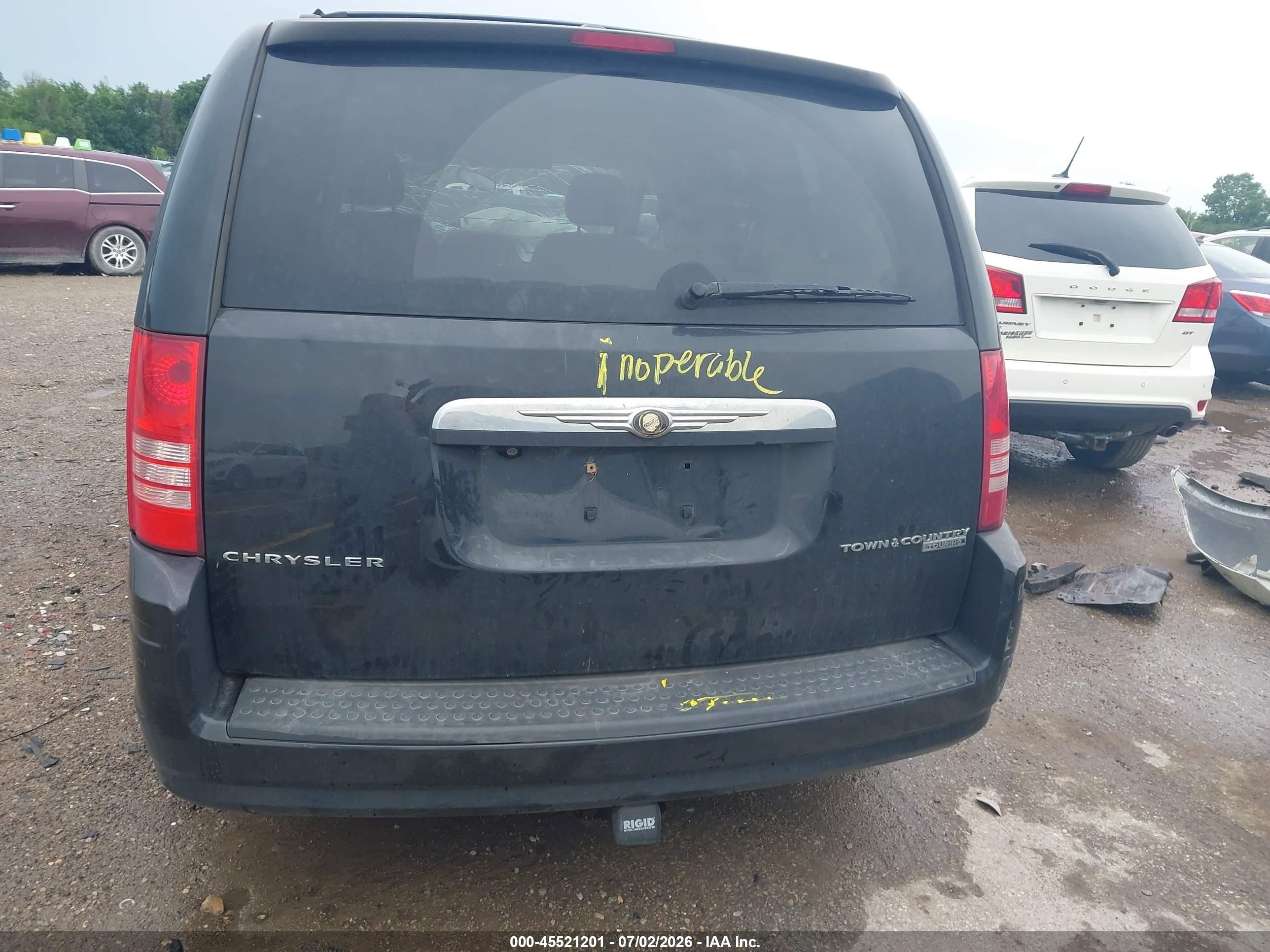 2010 Chrysler Town & Country Touring Plus Black vin: 2A4RR8D14AR496047