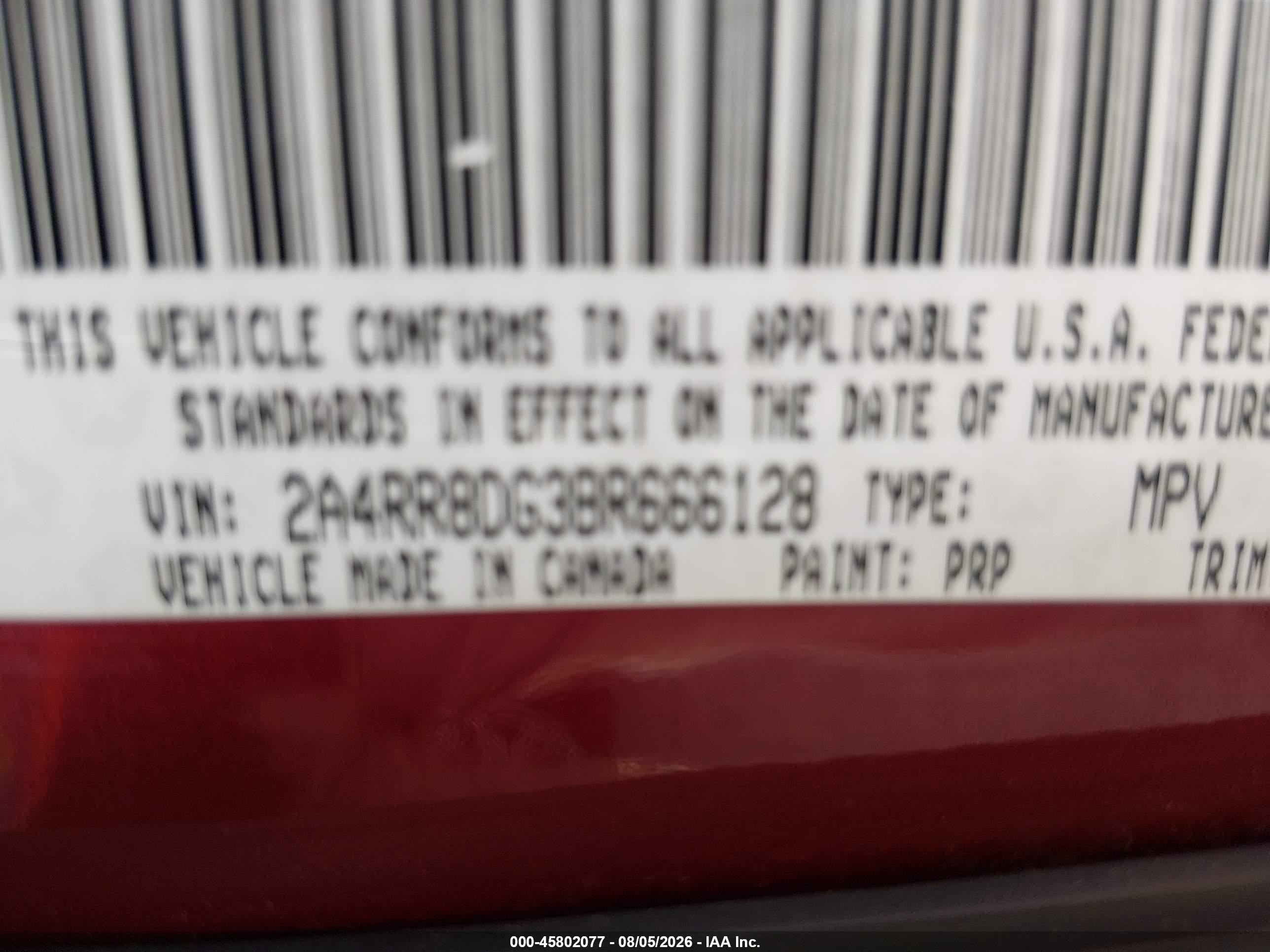 2011 Chrysler Town & Country Touring-l Burgundy vin: 2A4RR8DG3BR666128