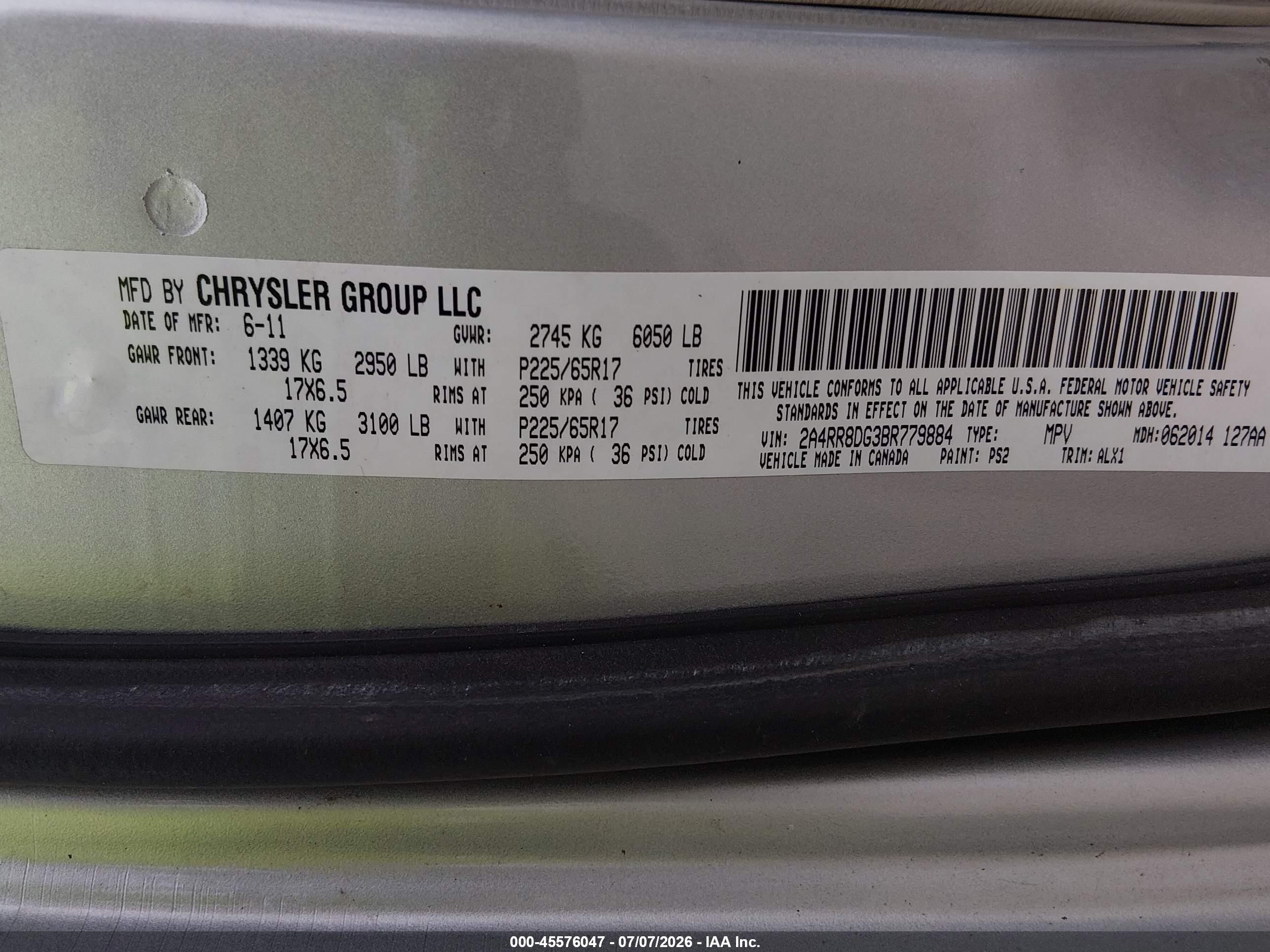 2011 Chrysler Town & Country Touring-l Silver vin: 2A4RR8DG3BR779884