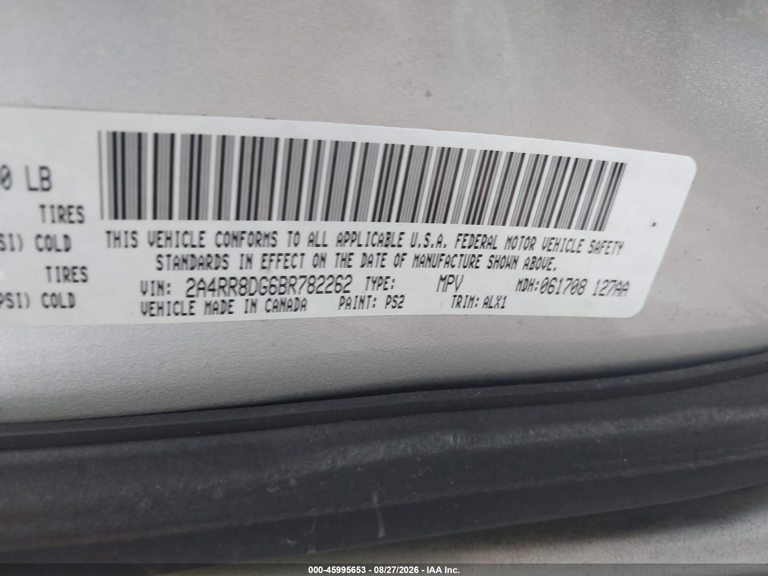2011 Chrysler Town & Country Touring-l Silver vin: 2A4RR8DG6BR782262