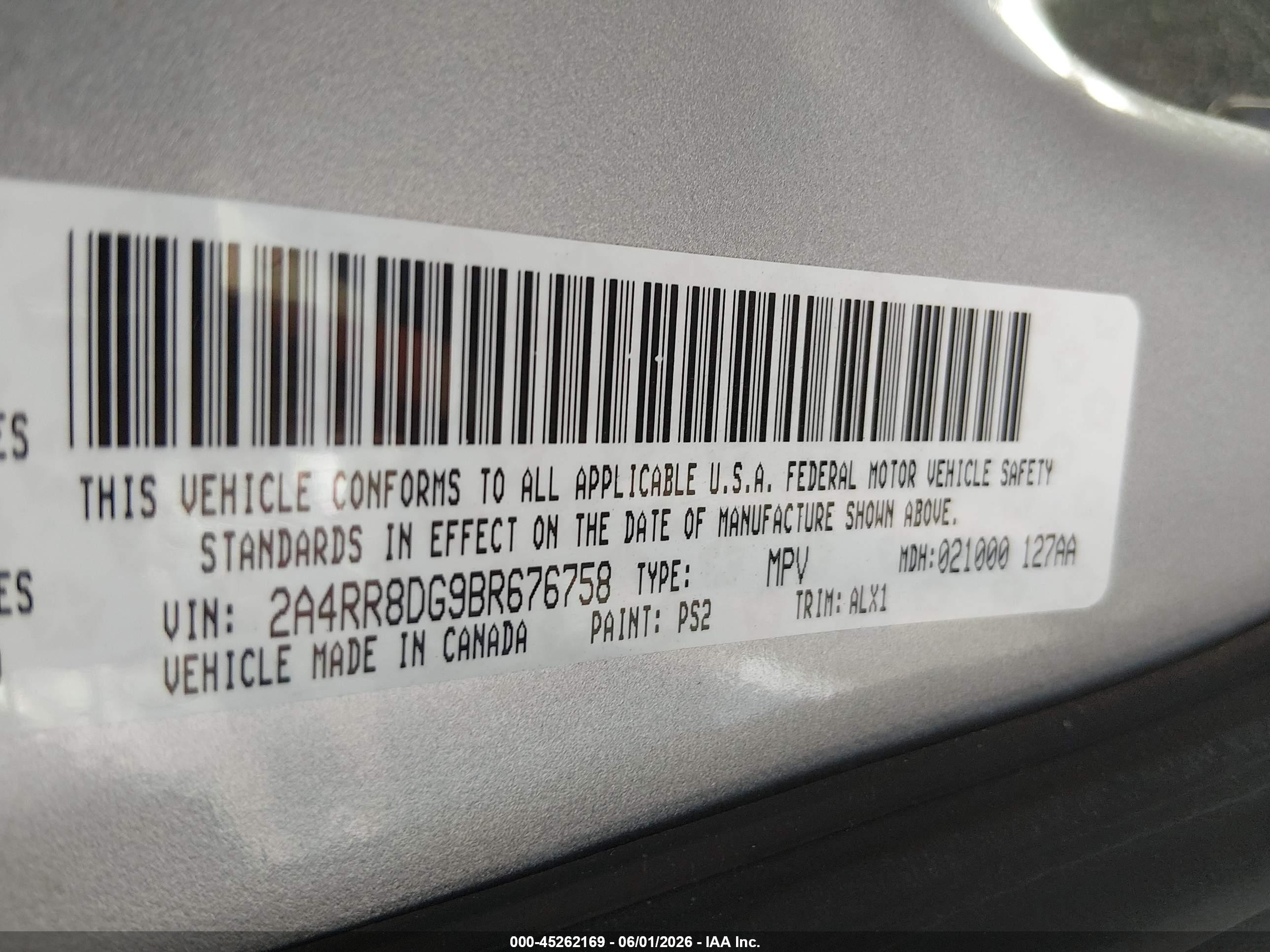 2011 Chrysler Town & Country Touring-l Gray vin: 2A4RR8DG9BR676758