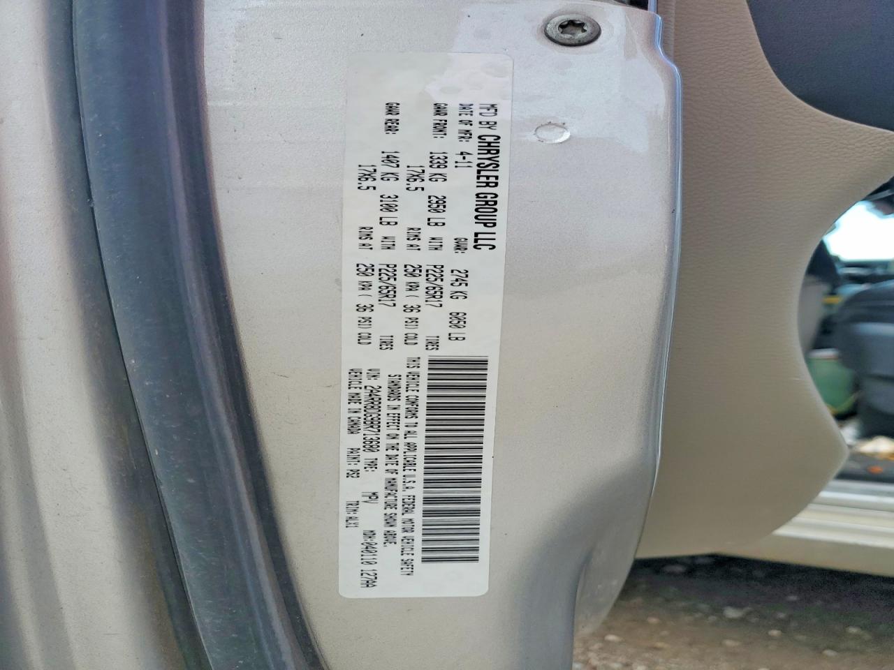 2011 Chrysler Town & Country Touring L Silver vin: 2A4RR8DG9BR713680