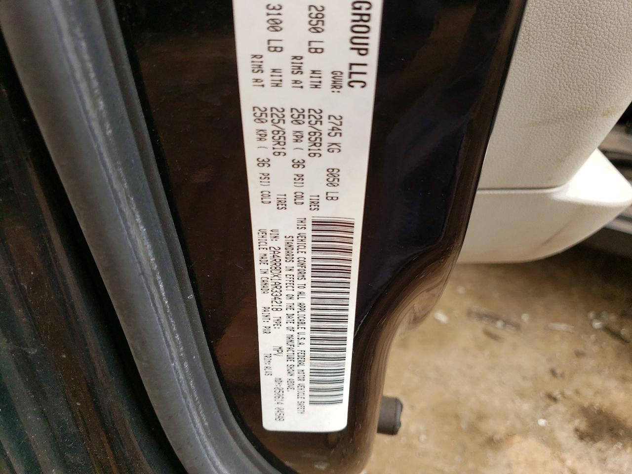 2010 Chrysler Town & Country Touring Plus Black vin: 2A4RR8DX1AR334218