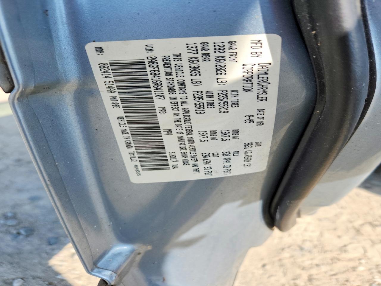 2006 Chrysler Pacifica Touring Blue vin: 2A8GF68416R641107