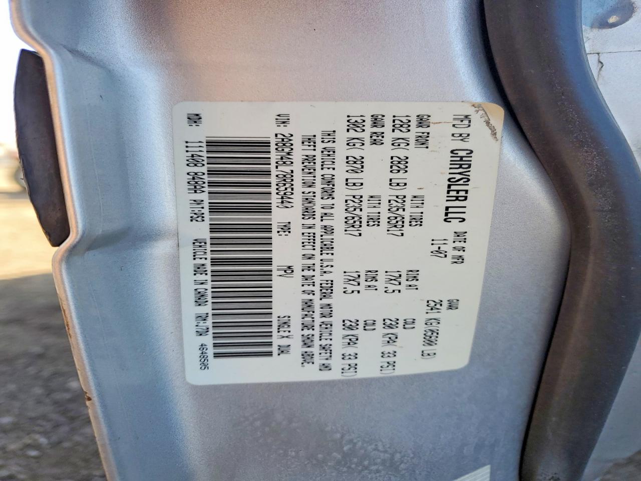 2008 Chrysler Pacifica Lx Gold vin: 2A8GM48L78R659440