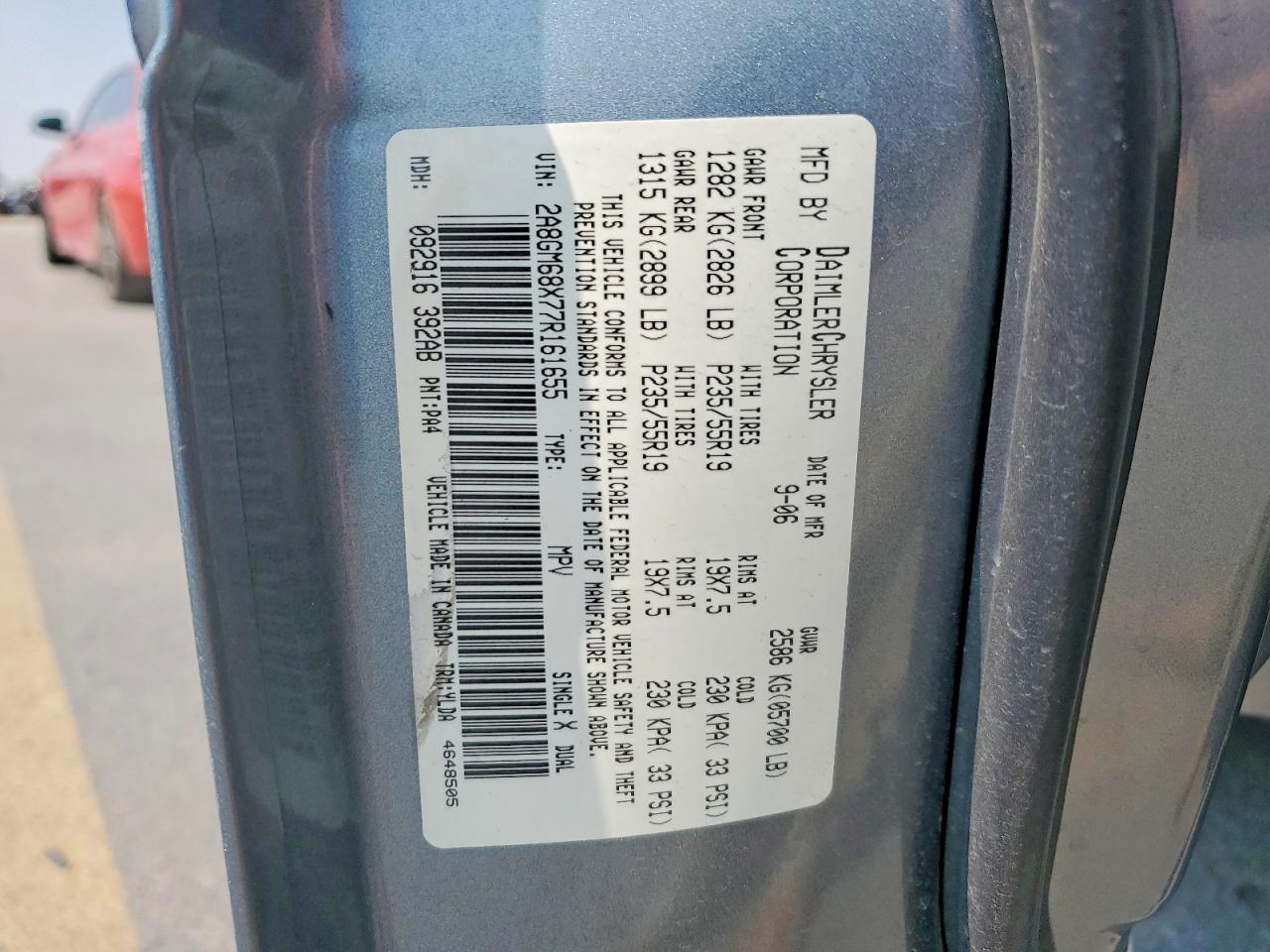 2007 Chrysler Pacifica Touring Silver vin: 2A8GM68X77R161655
