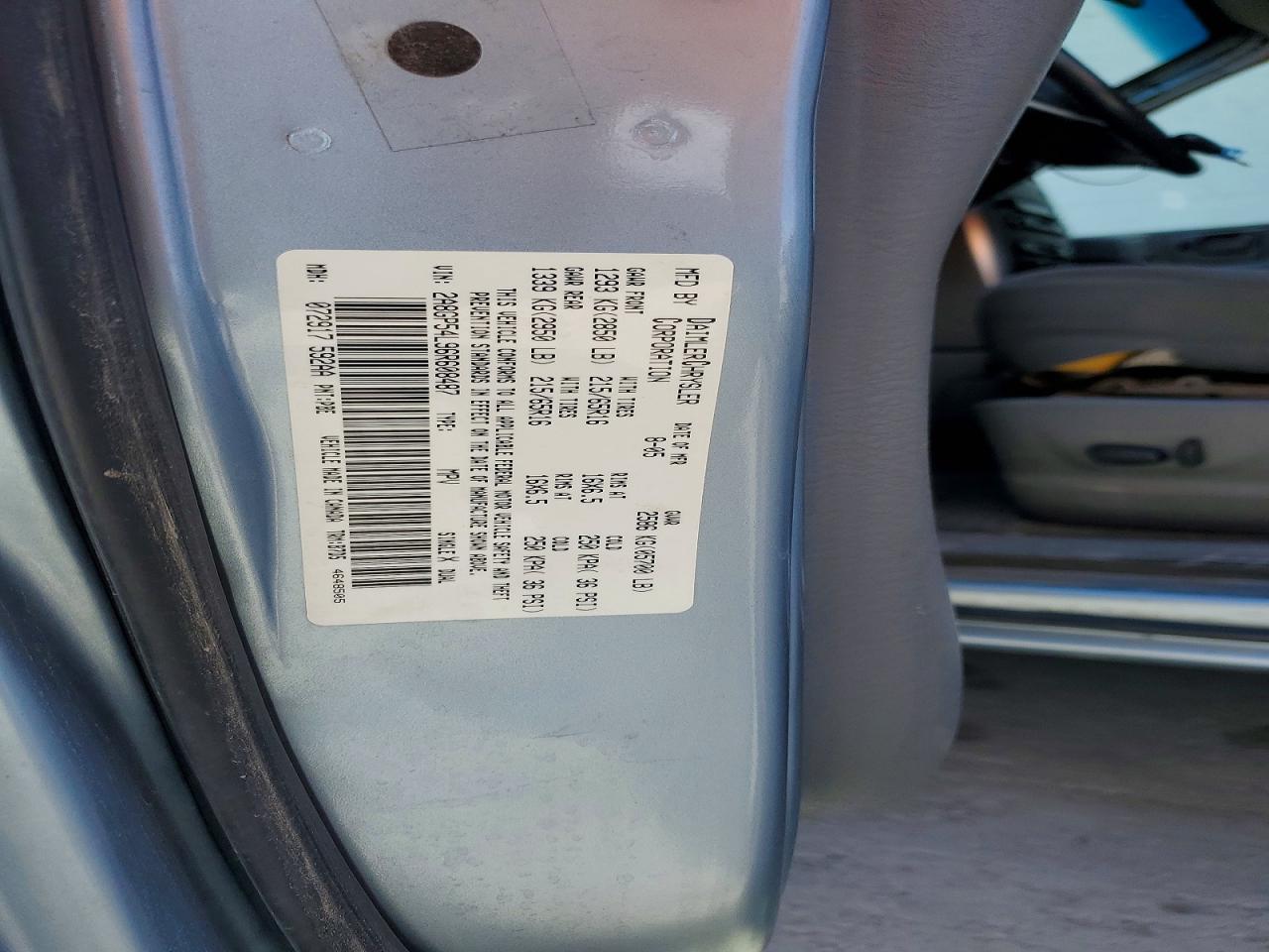 2006 Chrysler Town & Country Touring Blue vin: 2A8GP54L96R608487
