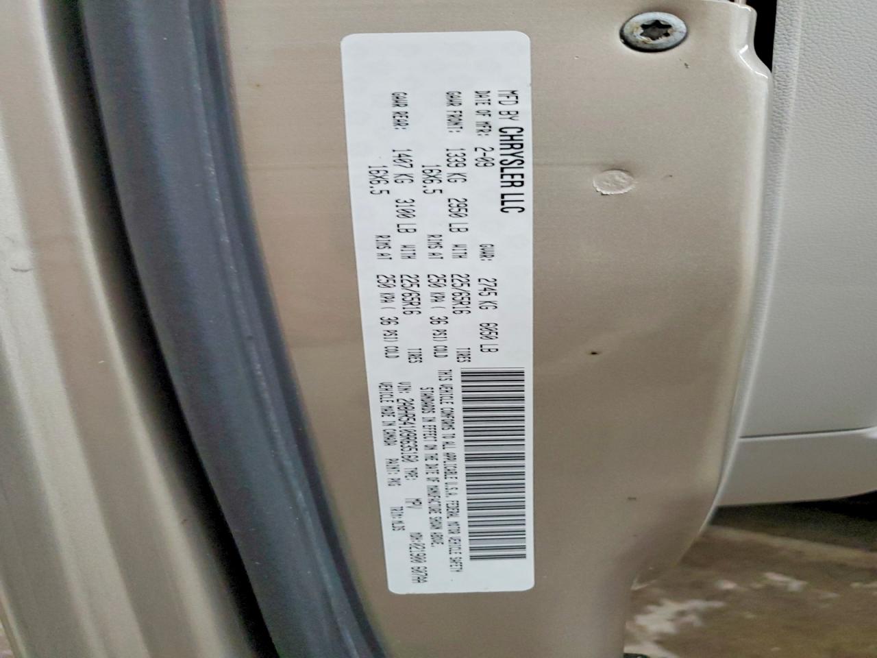 2009 Chrysler Town & Country Touring Gold vin: 2A8HR54109R635160