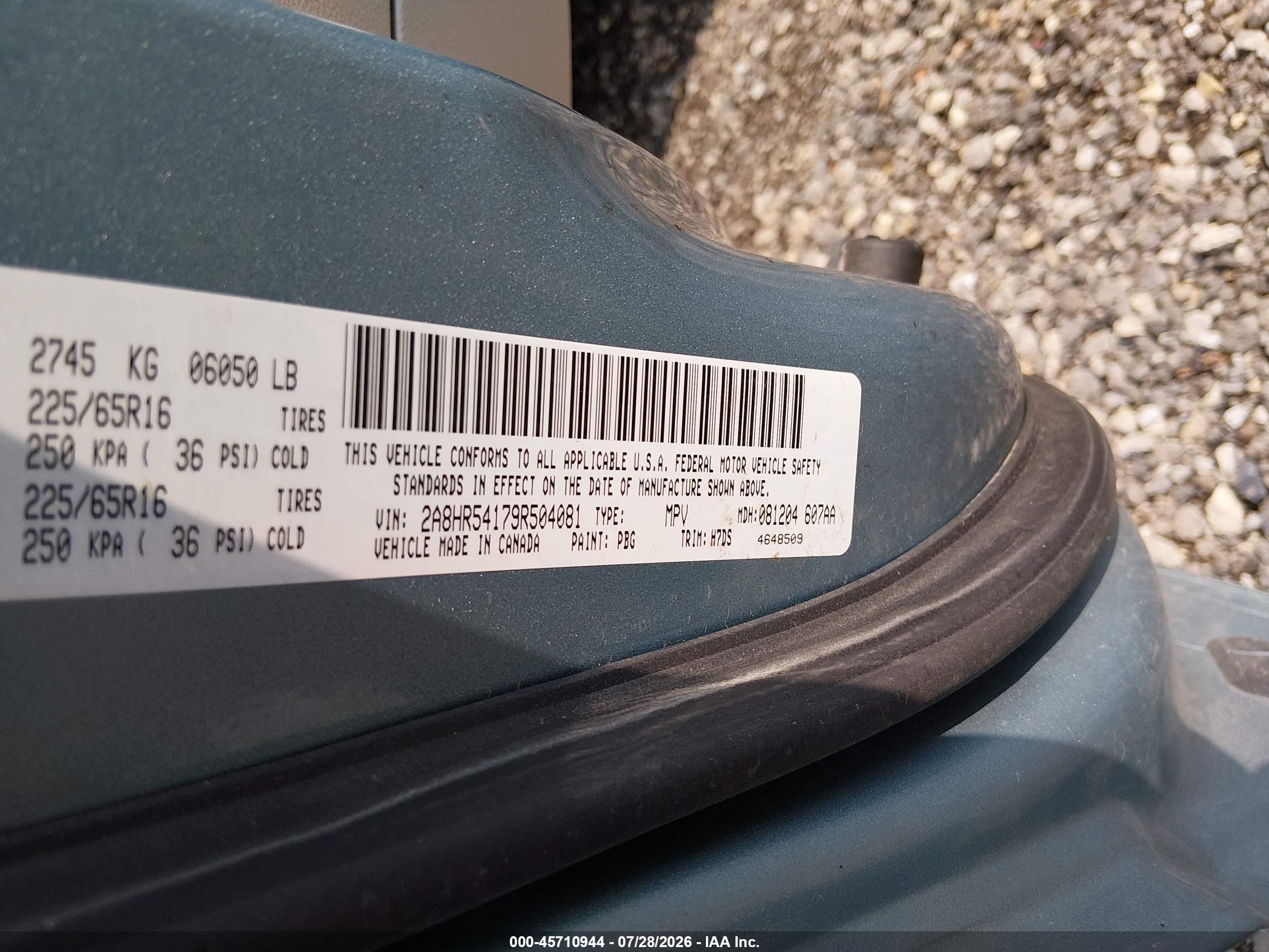2009 Chrysler Town & Country Touring Бирюзовый vin: 2A8HR54179R504081