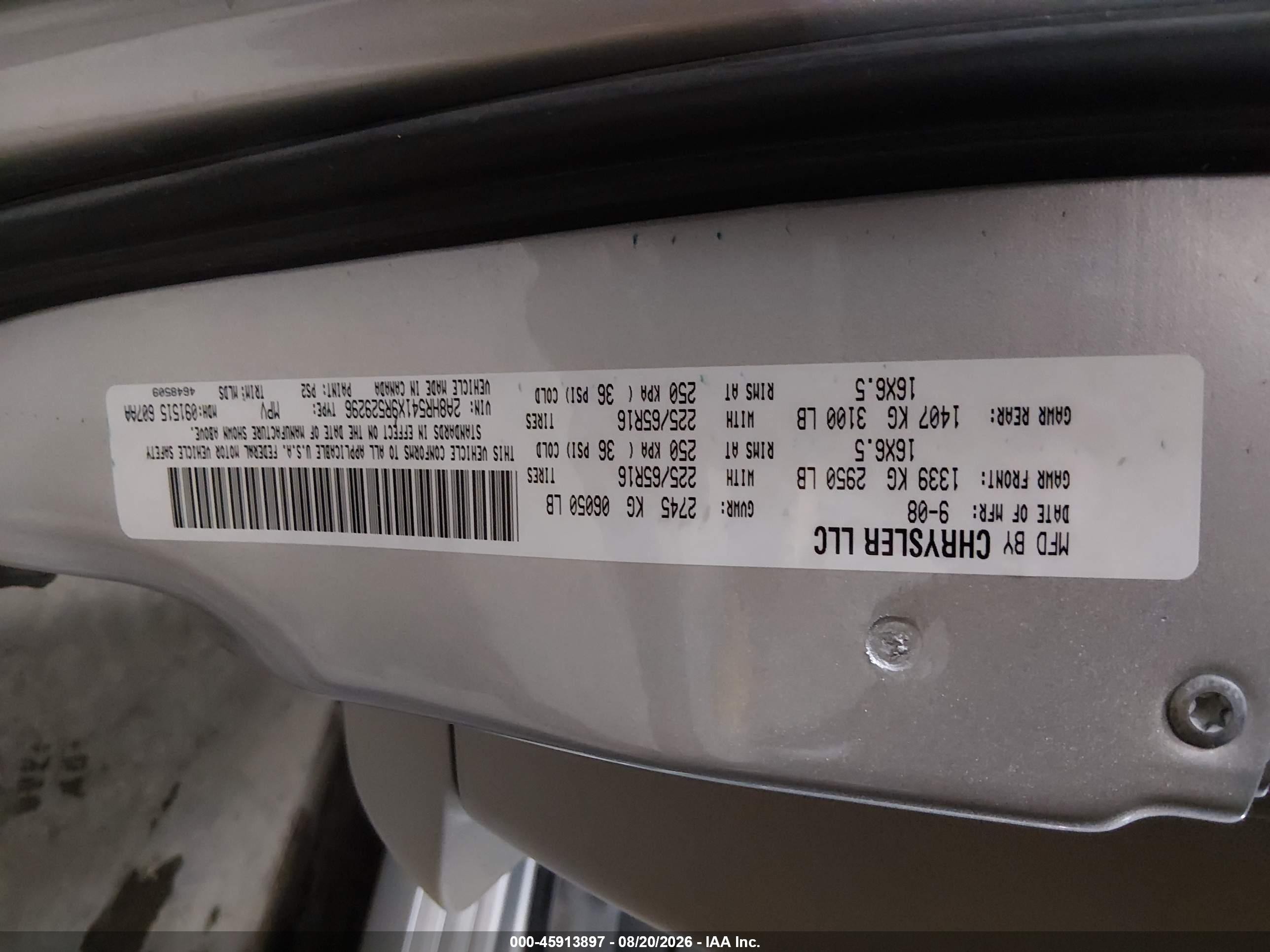 2009 Chrysler Town & Country Touring Silver vin: 2A8HR541X9R529296