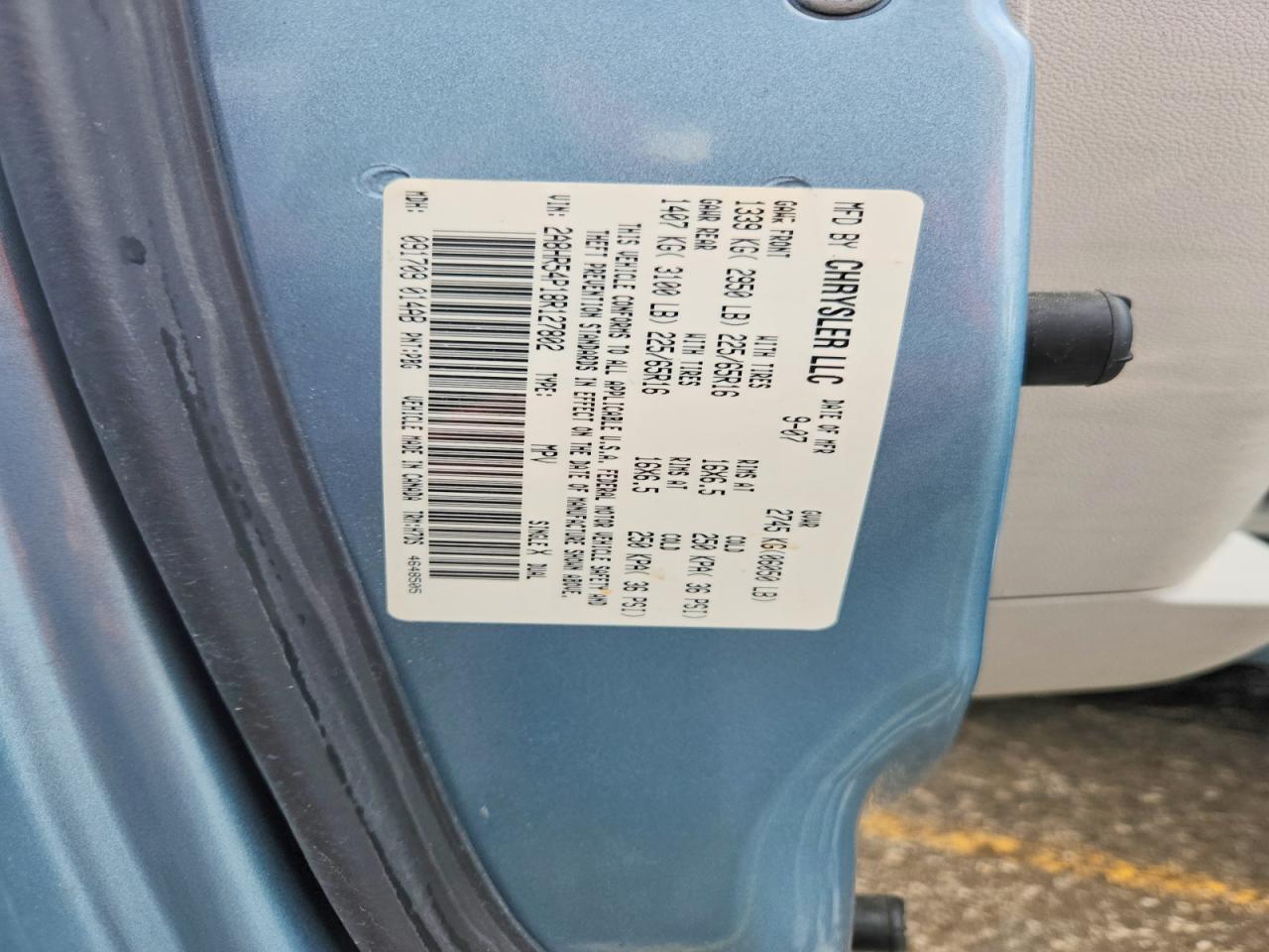 2008 Chrysler Town & Country Touring Blue vin: 2A8HR54P18R127802