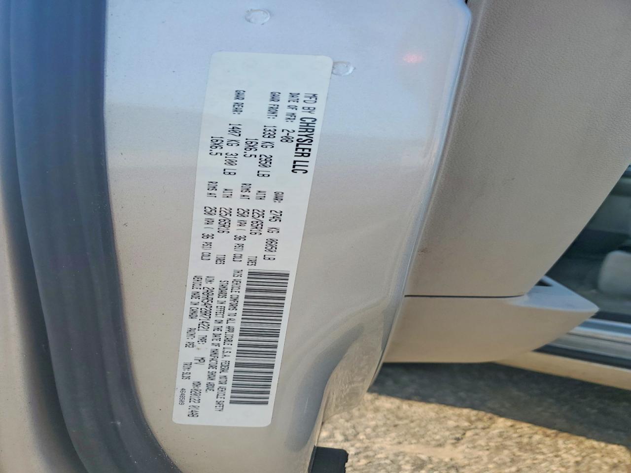 2008 Chrysler Town & Country Touring Silver vin: 2A8HR54P28R714221