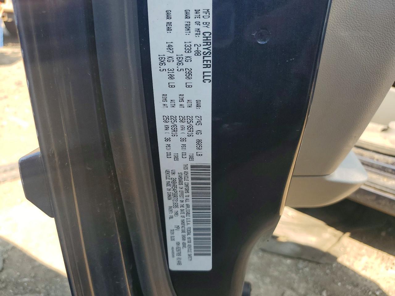 2008 Chrysler Town & Country Touring Blue vin: 2A8HR54P58R721695