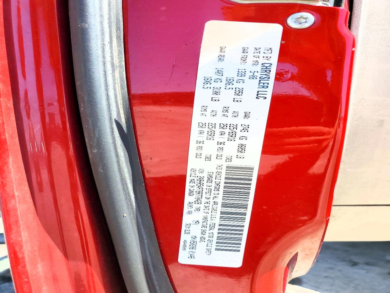 2008 Chrysler Town & Country Touring Красный vin: 2A8HR54P78R770428